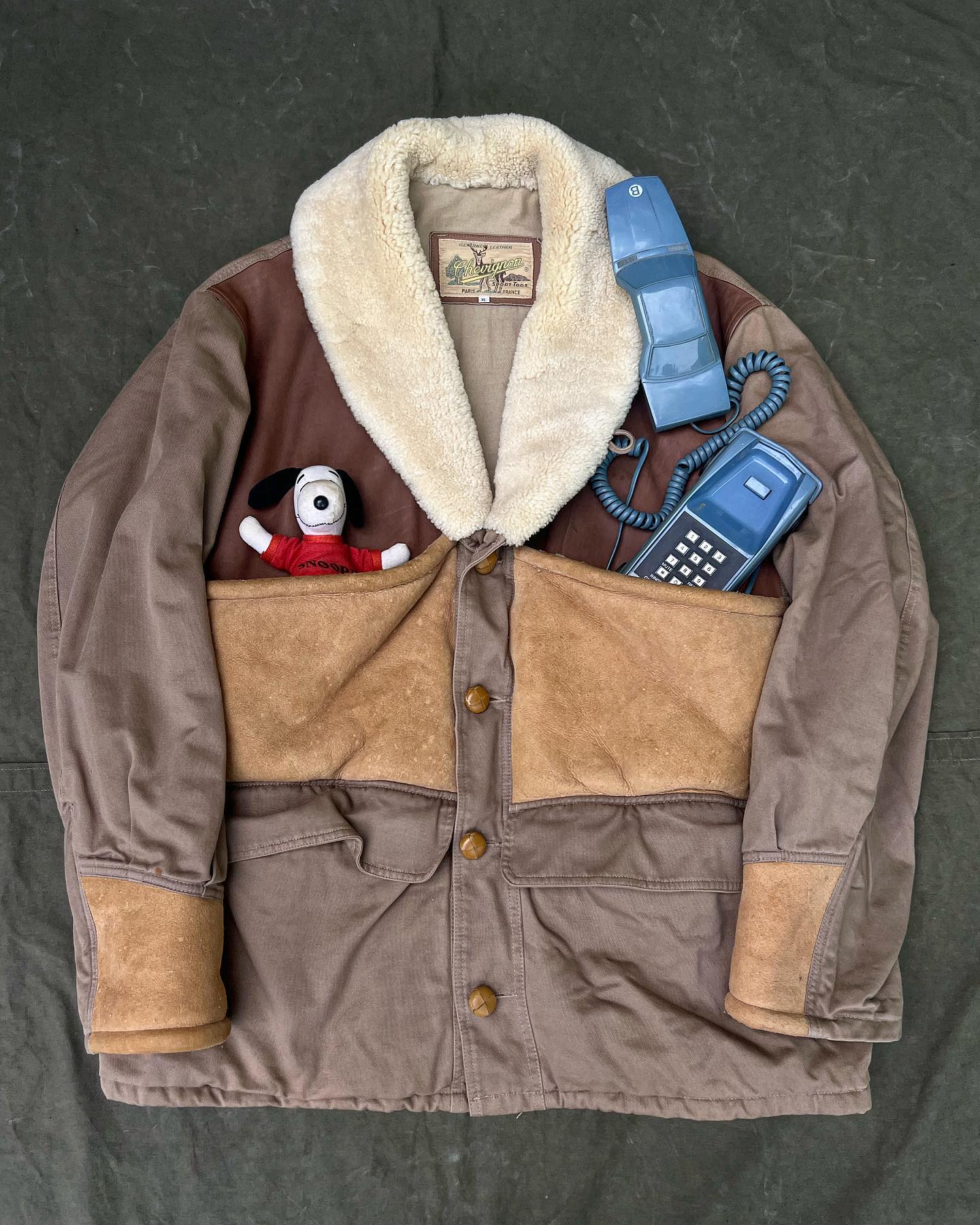 80s CHEVIGNON　Mouton Hem Switch Jacket Super 1980's Chevignon Hunting Jacket… Made up of an interesting