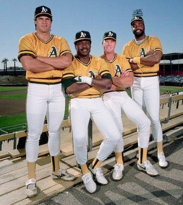 Jose Canseco and Mark McGwire during spring training, 1989