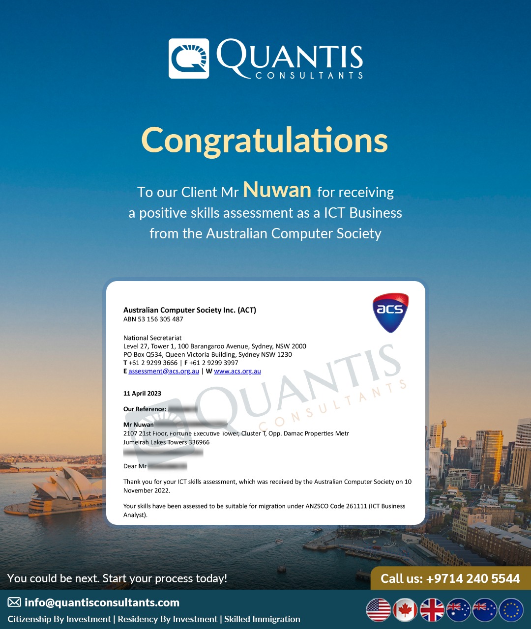 Congratulations to our Client Mr... - Quantis Consultants | Facebook