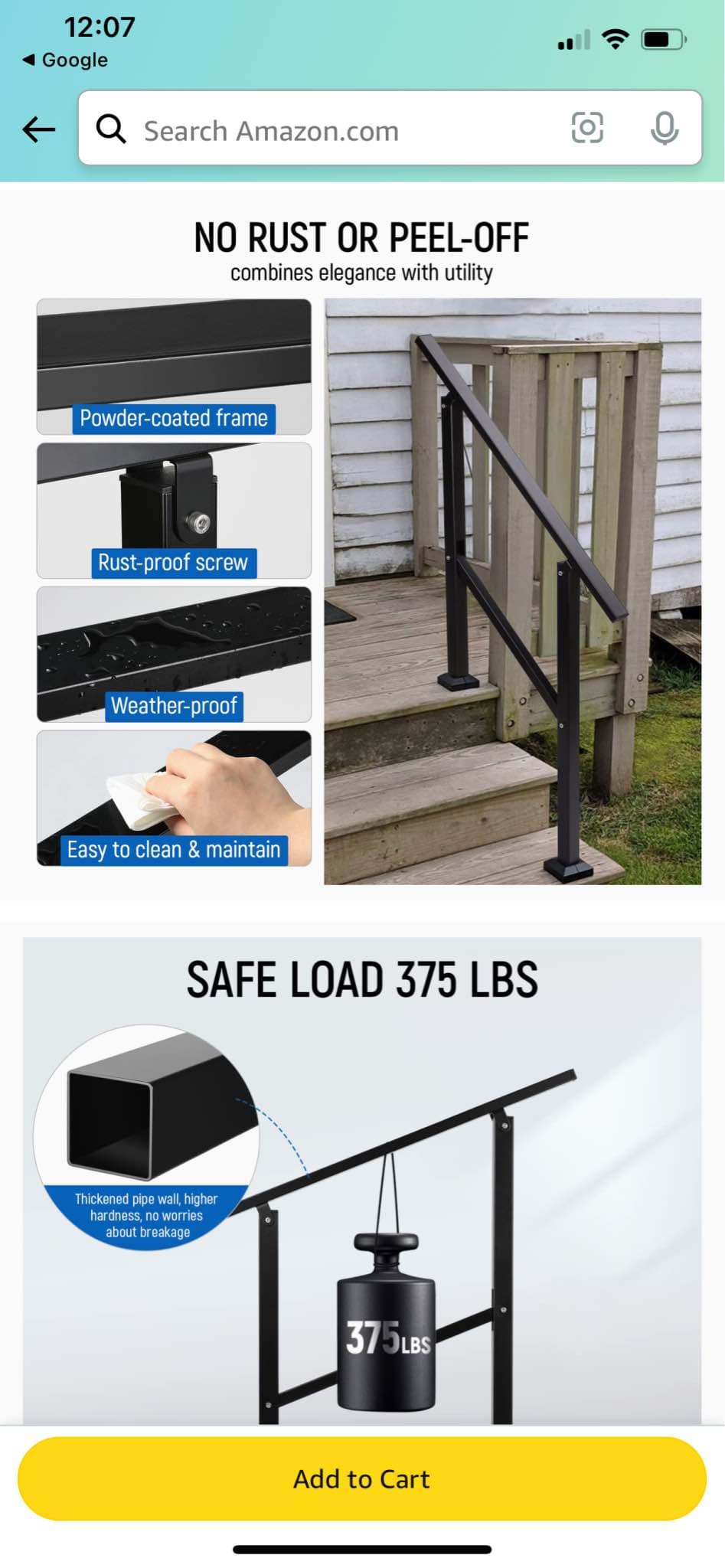 4-Pack Black Wrought Iron Stair Railing Post – 32.6" Adjustable Baluster With 270° Swivel Head For Indoor Stairs, Decks, Patios & Porches (Wood Not Included)