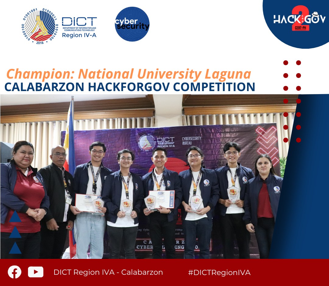 DICT - 🏆𝐀𝐧𝐝 𝐭𝐡𝐞 𝐂𝐀𝐋𝐀𝐁𝐀𝐑𝐙𝐎𝐍 𝐂𝐲𝐛𝐞𝐫𝐬𝐞𝐜𝐮𝐫𝐢𝐭𝐲 𝐂𝐡𝐚𝐦𝐩𝐢𝐨𝐧 𝐄𝐦𝐞𝐫𝐠𝐞𝐬!🌟 Today, we ...