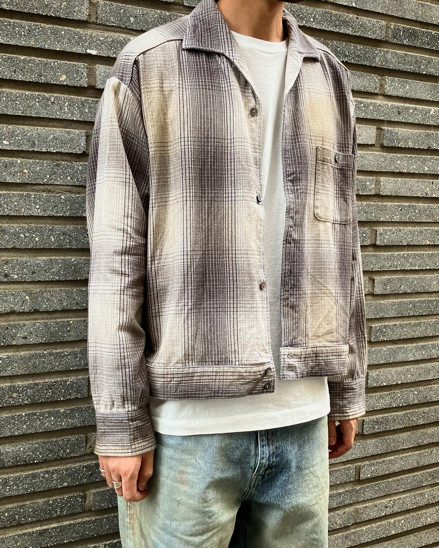 Staff Daily OUTER - #ANCELLM - FLANNEL CHECK SHORT SHIRT JACKET 