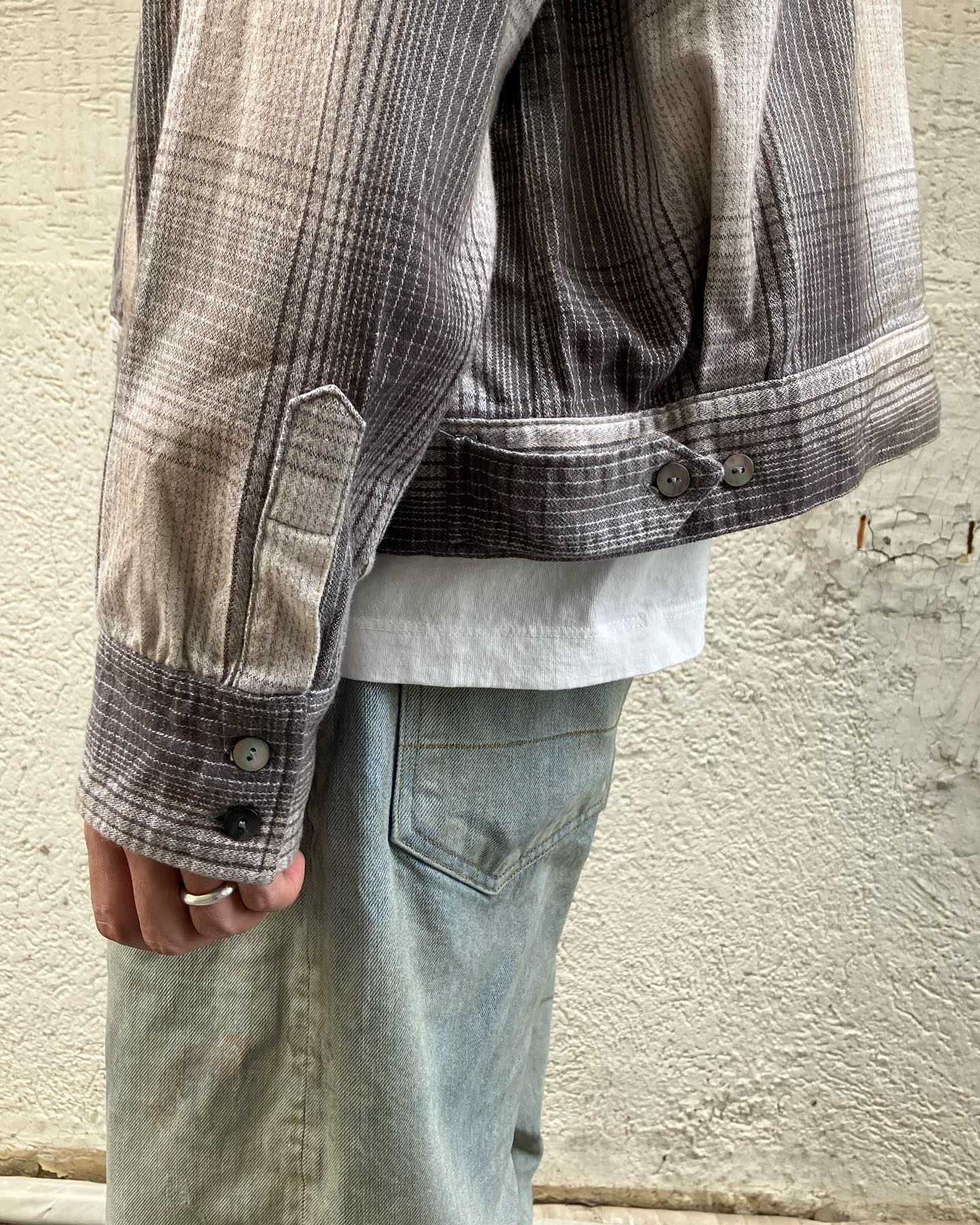 Staff Daily OUTER - #ANCELLM - FLANNEL CHECK SHORT SHIRT JACKET 