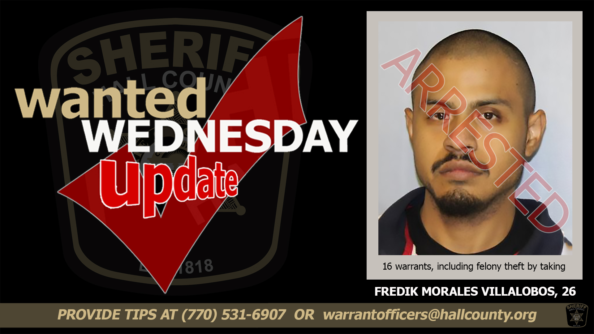 𝗨𝗣𝗗𝗔𝗧𝗘 - 𝗙𝗿𝗲𝗱𝗶𝗸 𝗠𝗼𝗿𝗮𝗹𝗲𝘀... - Hall County Sheriff's Office | Facebook