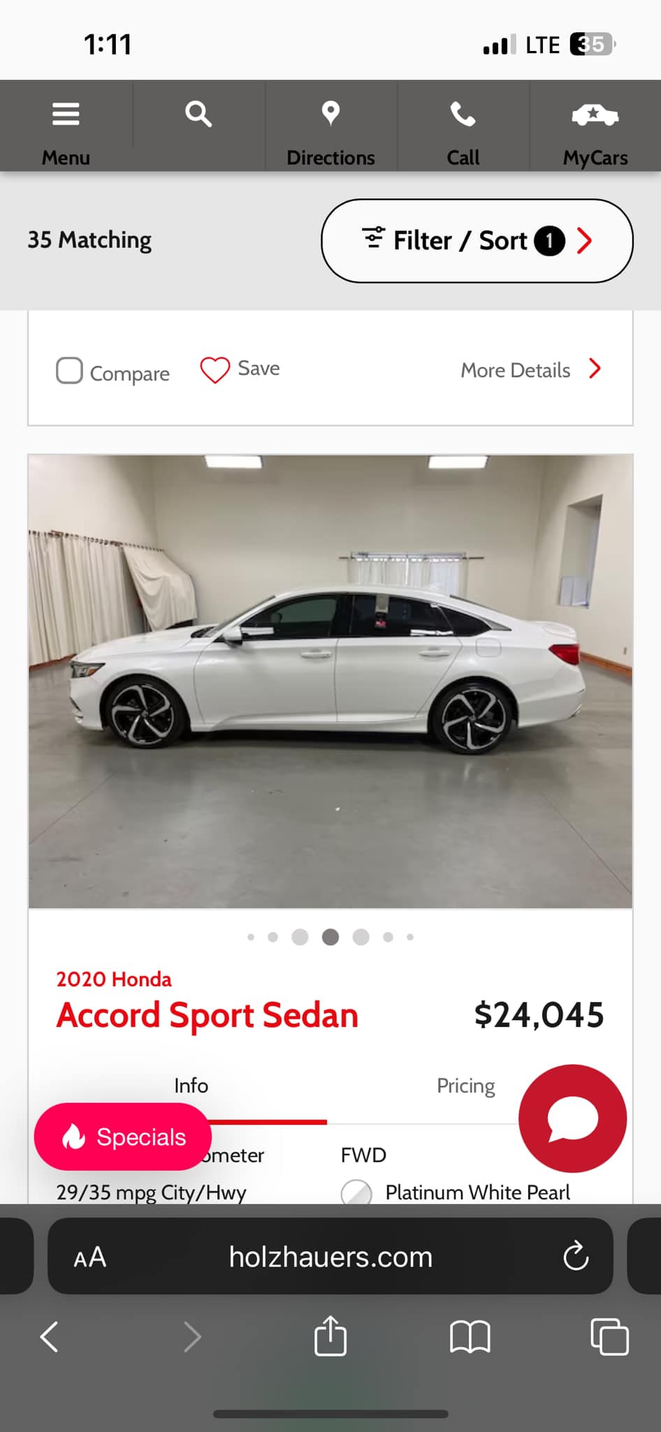 Honda Accord sport 2022-21 vazqy 65.000km. fiz andz. poxanakum