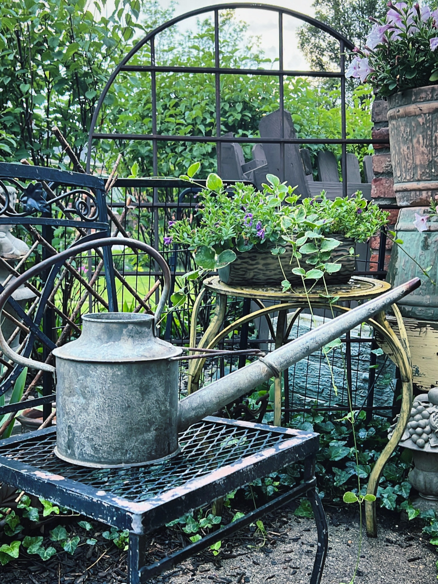 Vintage Brass Plant Mister and Watering Can Combination Indoor
