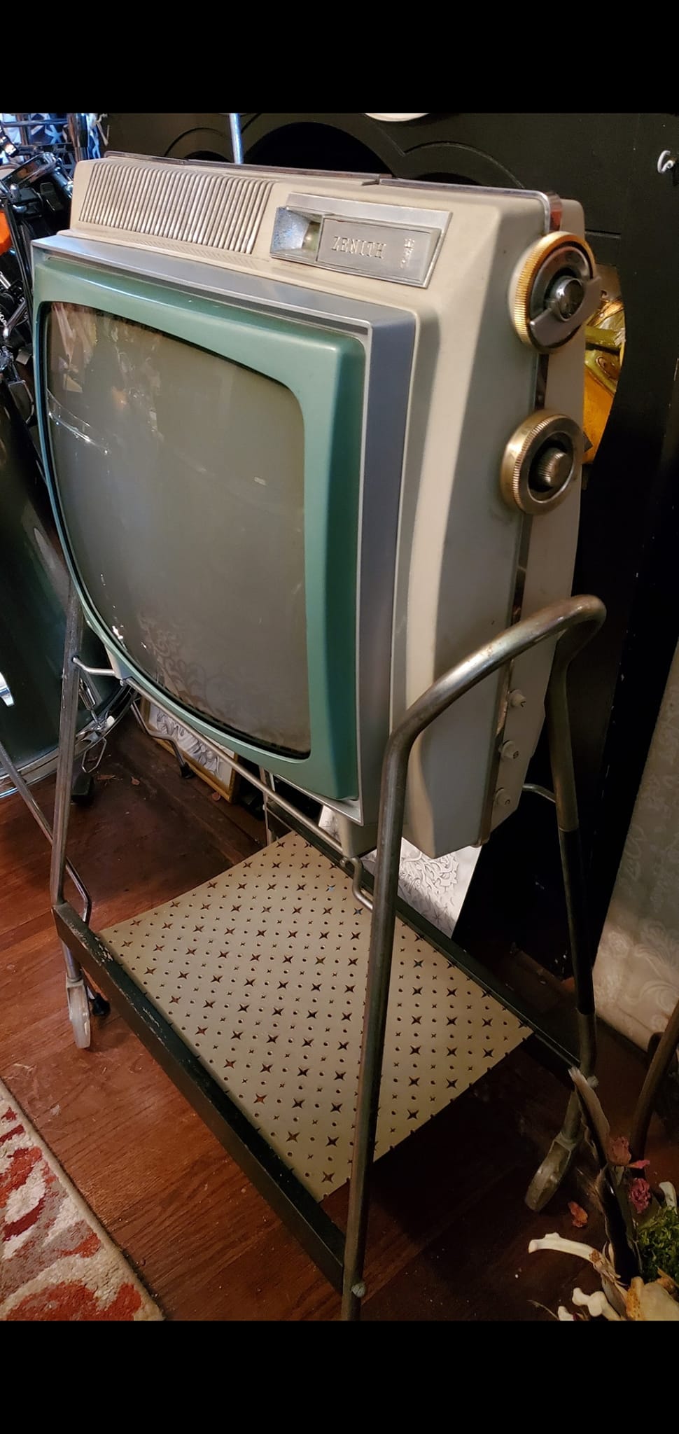 1962 Portable Zenith TV with original cart