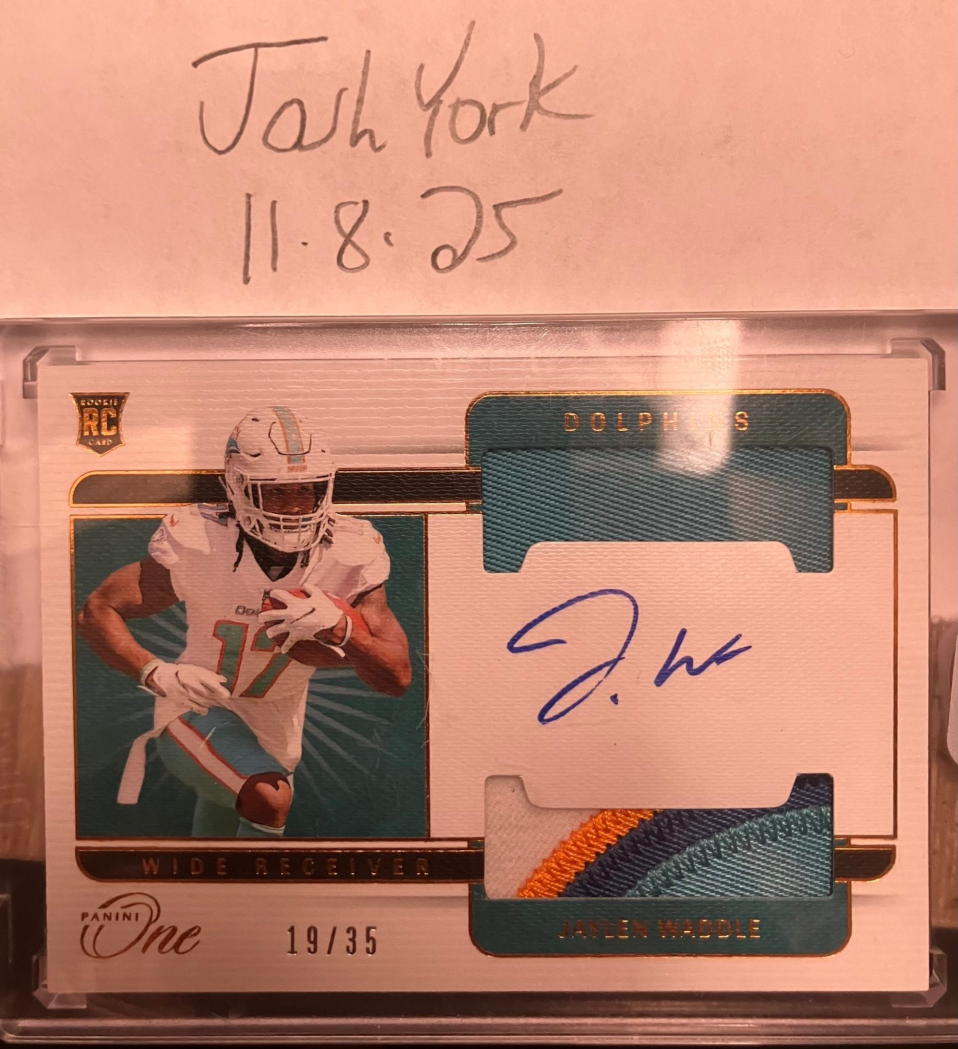 2021 Panini One Jaylen Waddle Quad RPA Color Match 48/99 $125 OBO 