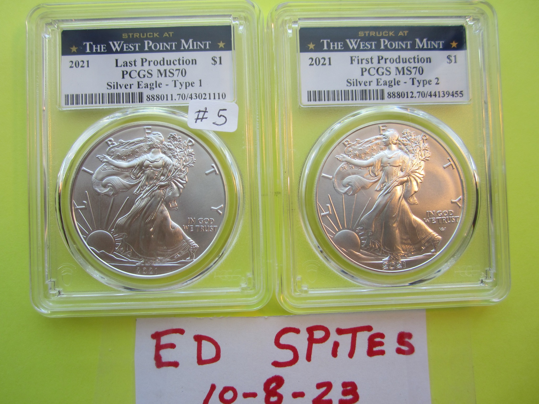 2021 Silver Eagle Type 1 and 2 collection