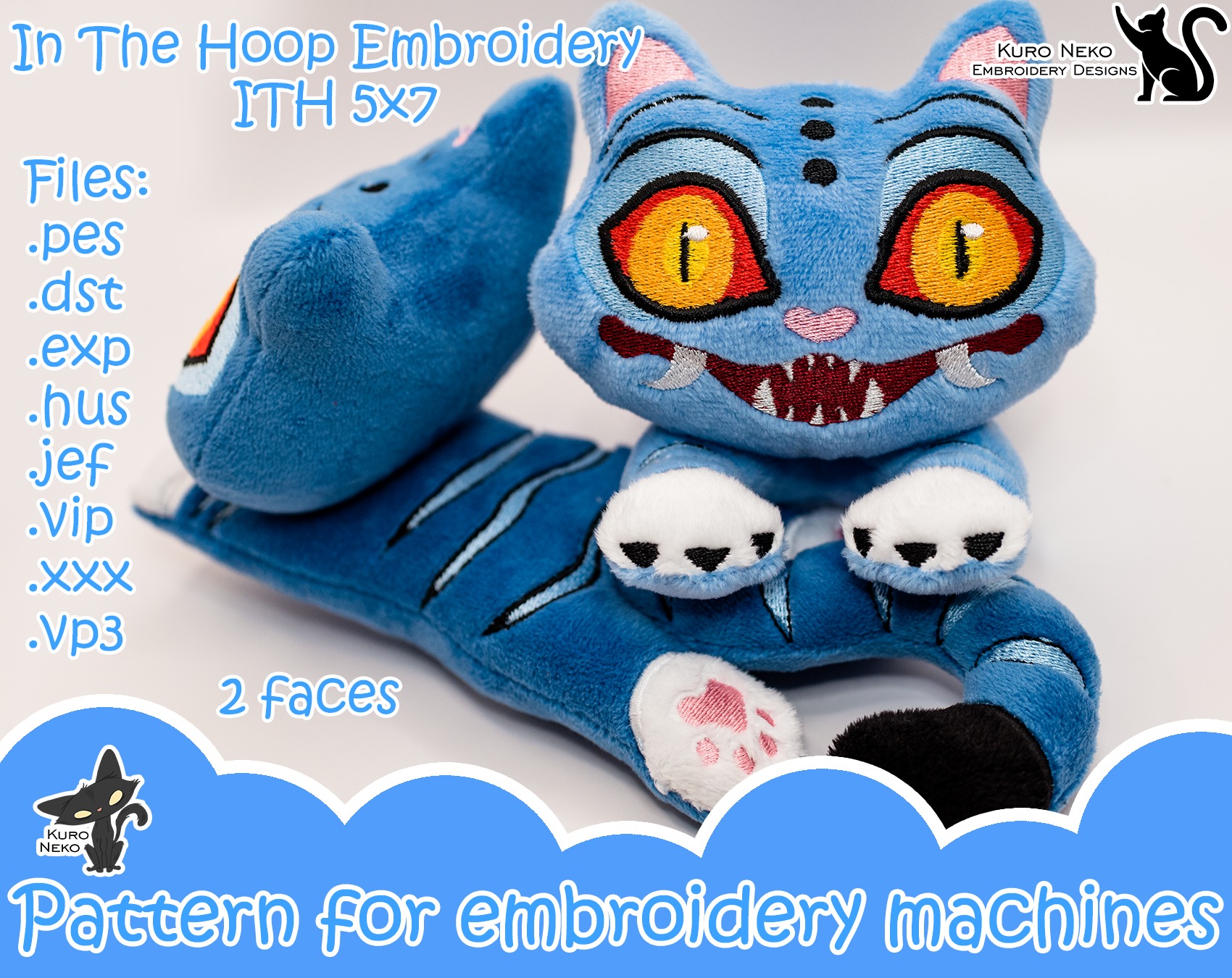 Kuro Neko Embroidery Designs