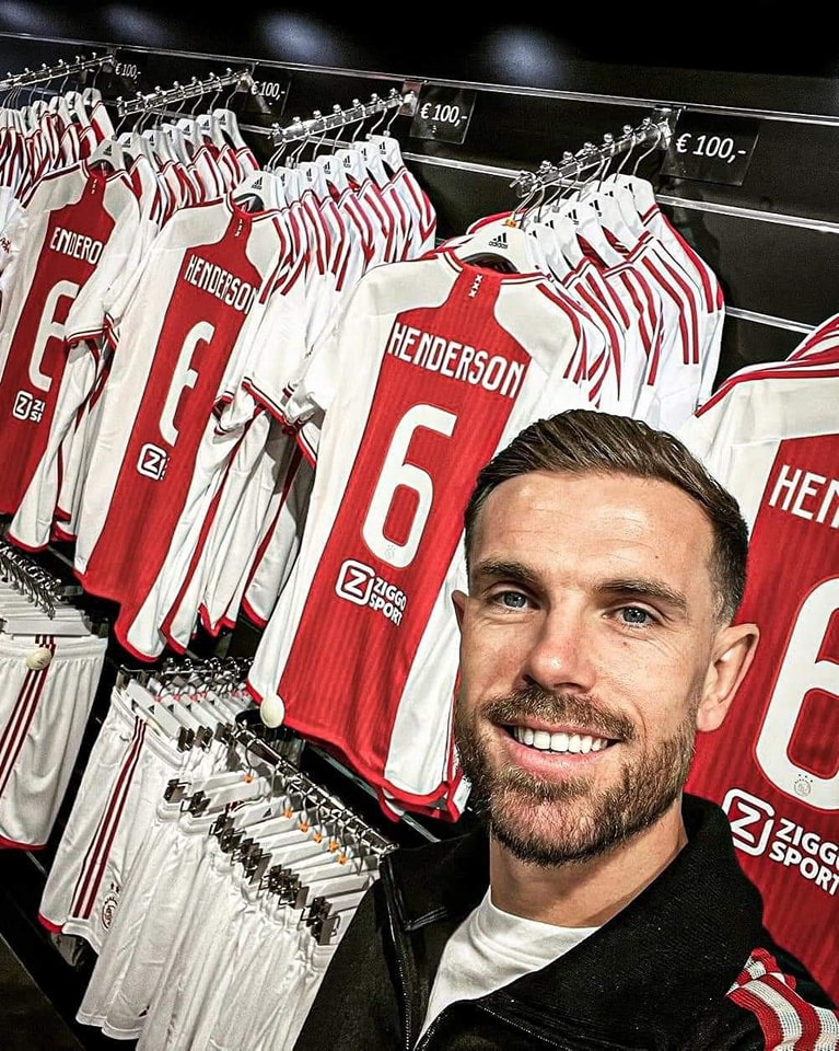Jordan Henderson sporting Ajax's newly released 125th anniversary