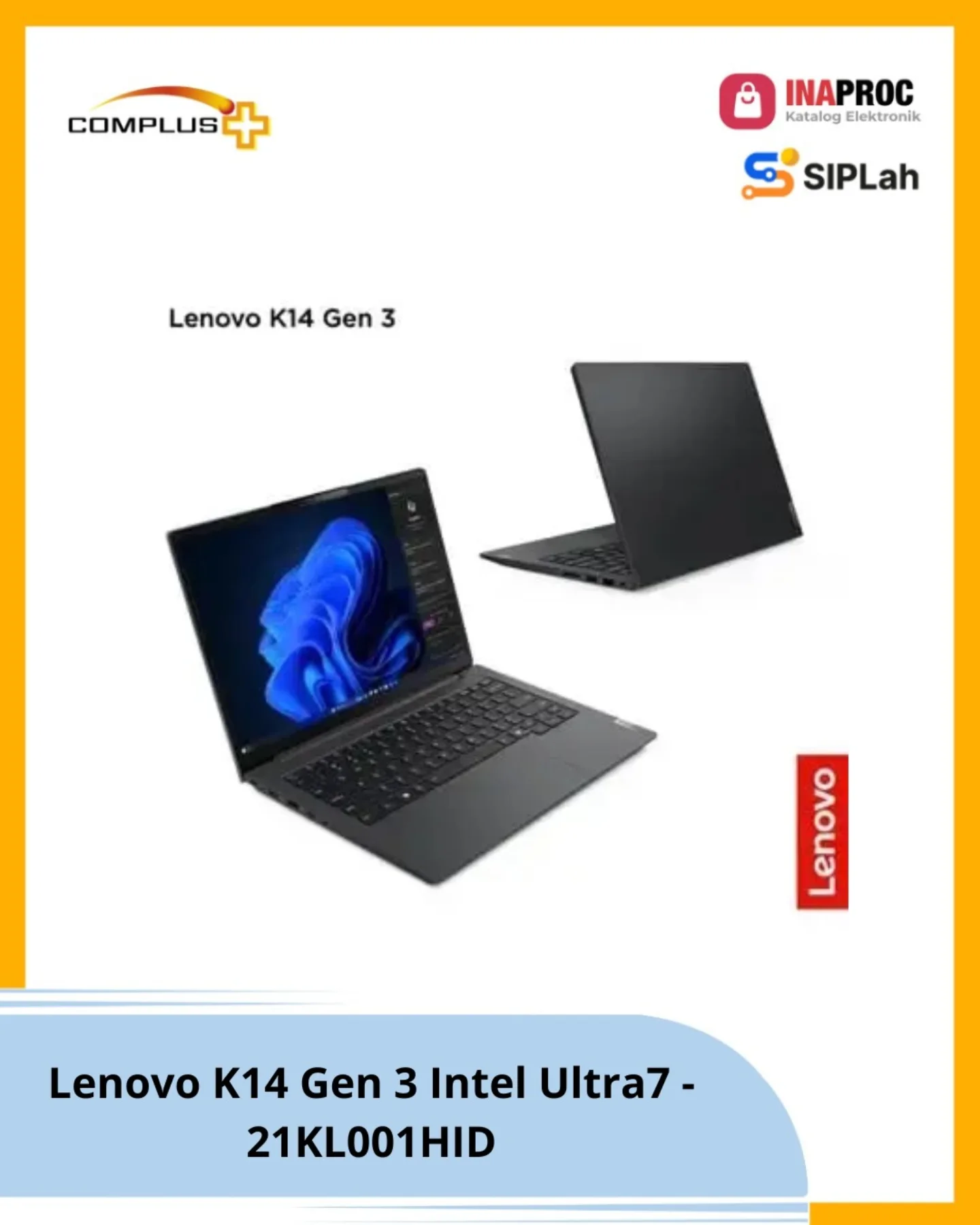 PT. - Lenovo K14 Gen 3 Intel Ultra7 - 21KL001HID Spesifikasi Produk ...