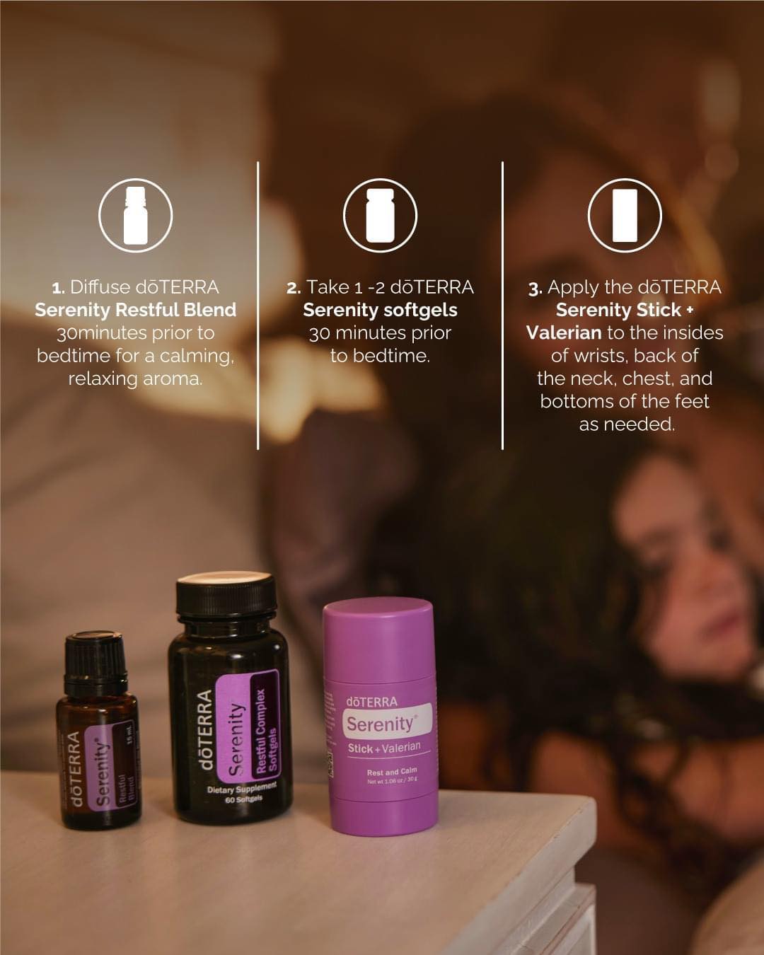 Peaceful sleep is essential for all! It's as easy as 1, 2, 3✓ You