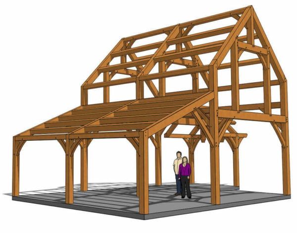How its Works | a 3D architectural rendering of a timber-frame building ...