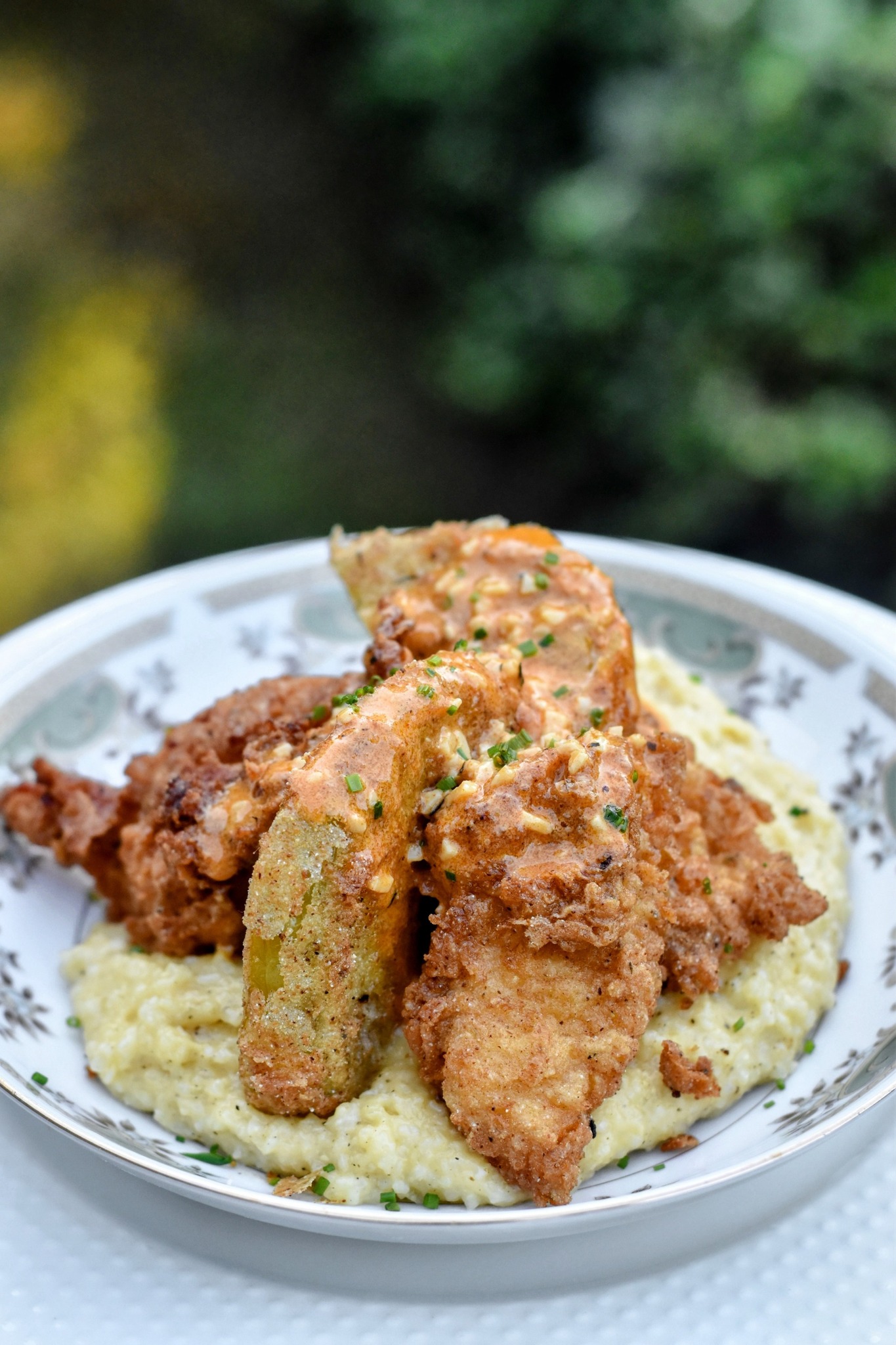 Southrngritskitchen - • Chicken Fried Catfish • Fried Green Maters ...