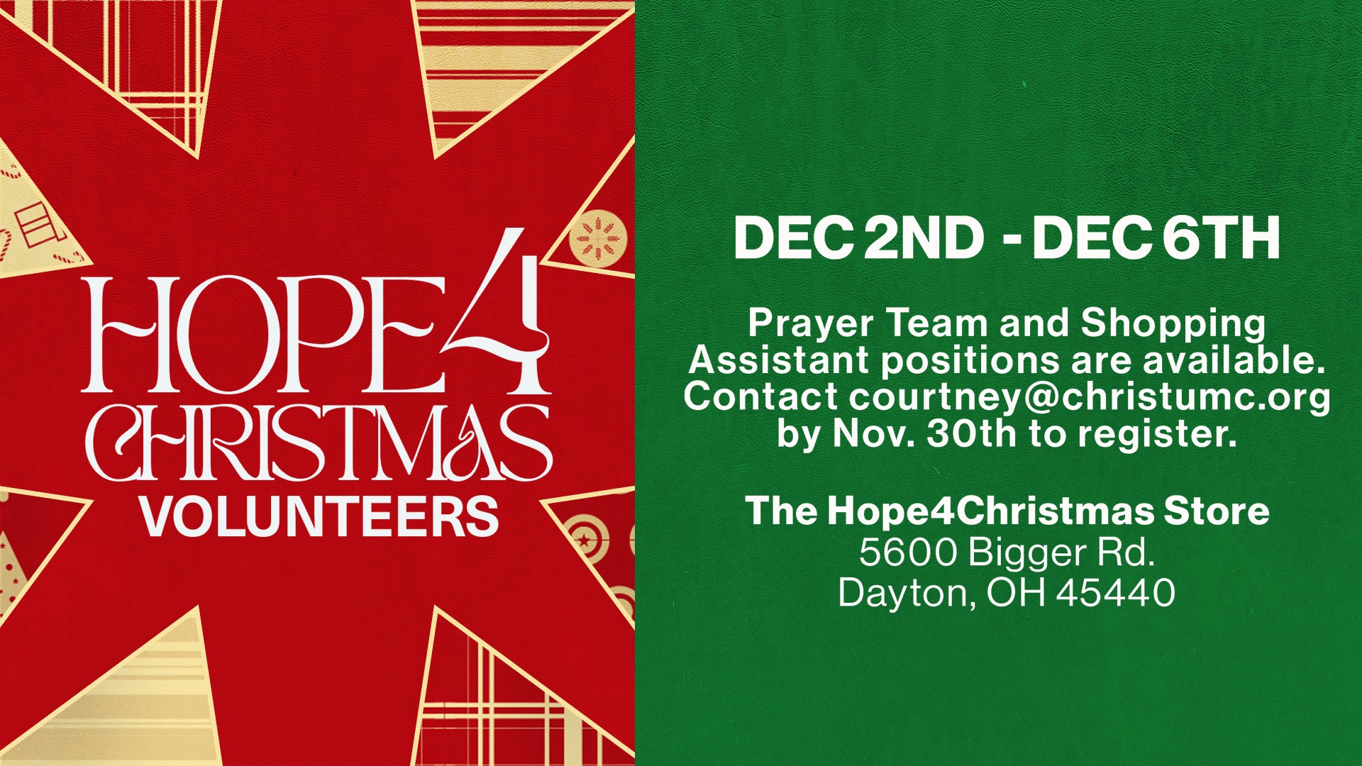 Hope4Christmas Store Volunteers