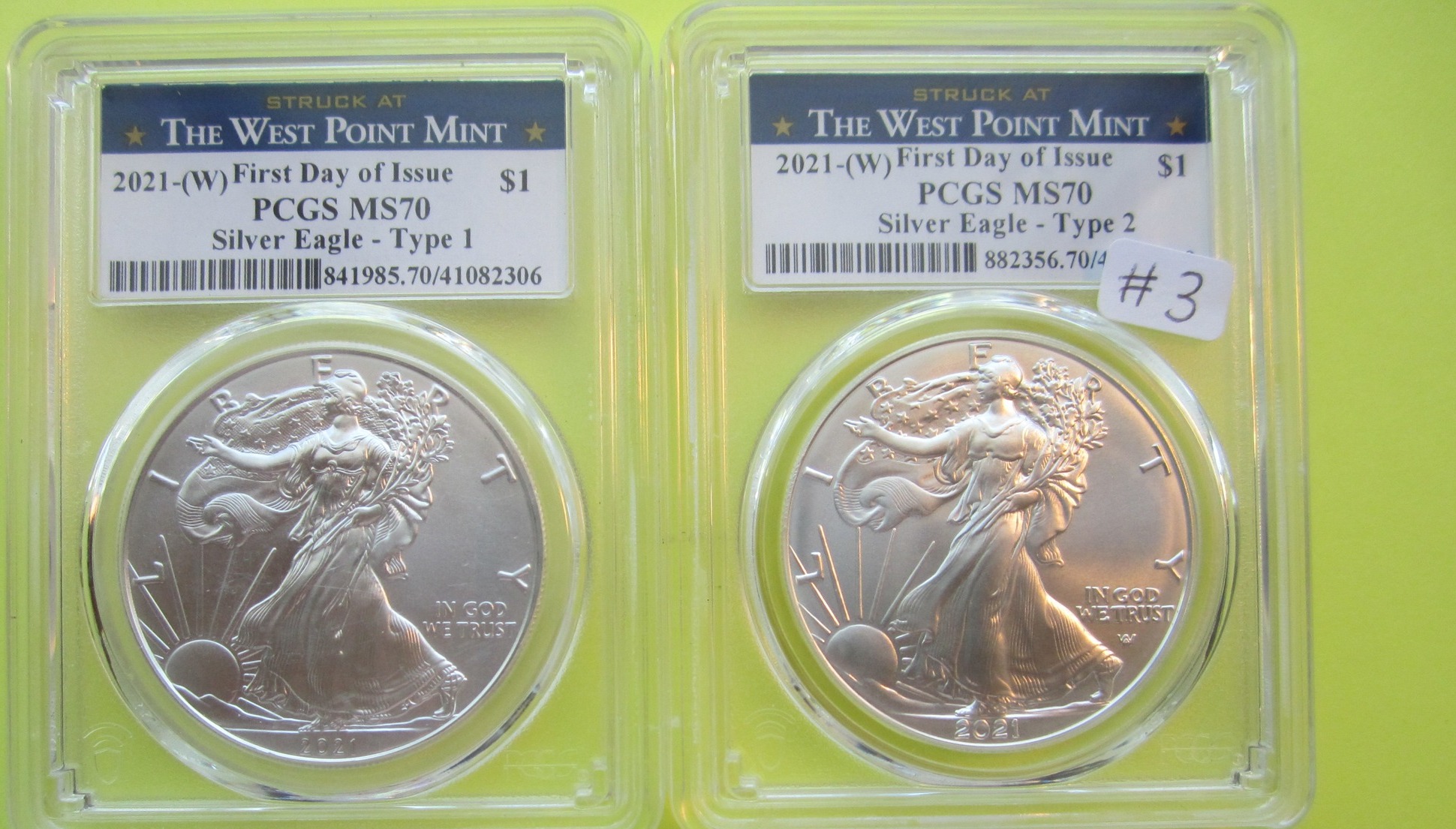 2021 Silver Eagle Type 1 and 2 collection
