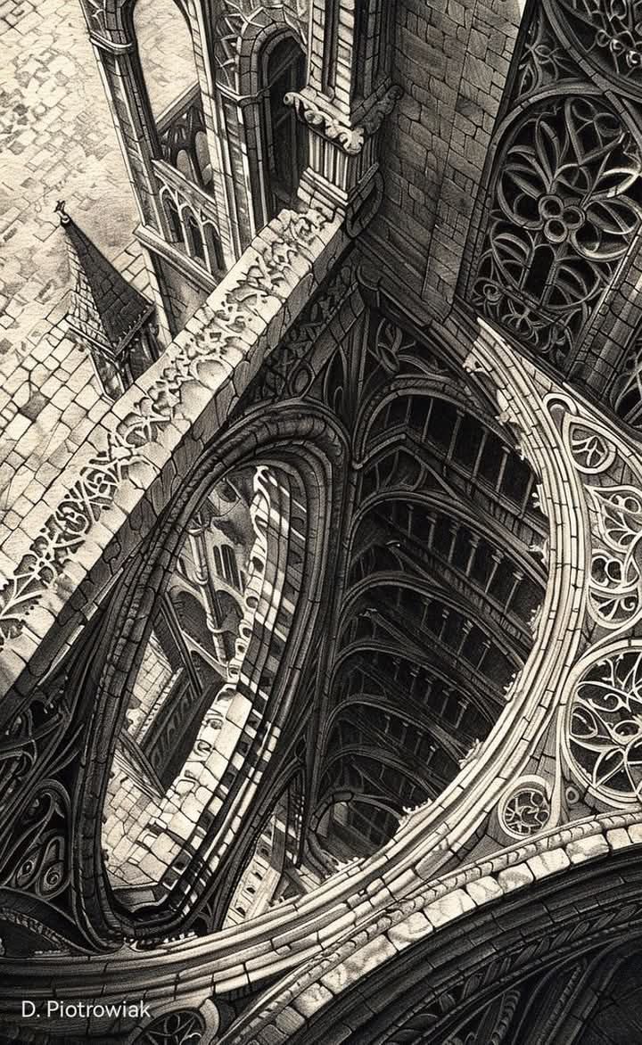 Surreal gothic architectural art by D. Piotrowiak