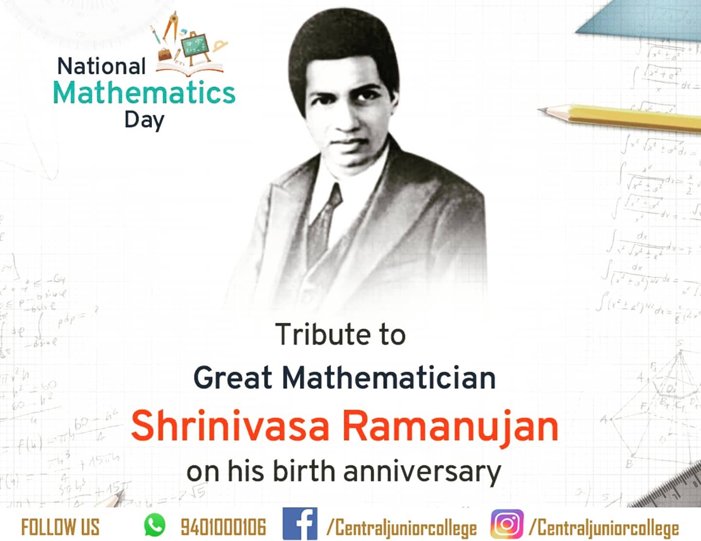 Celebrating the birth anniversary of Sir Srinivasa Ramanujan. His ...