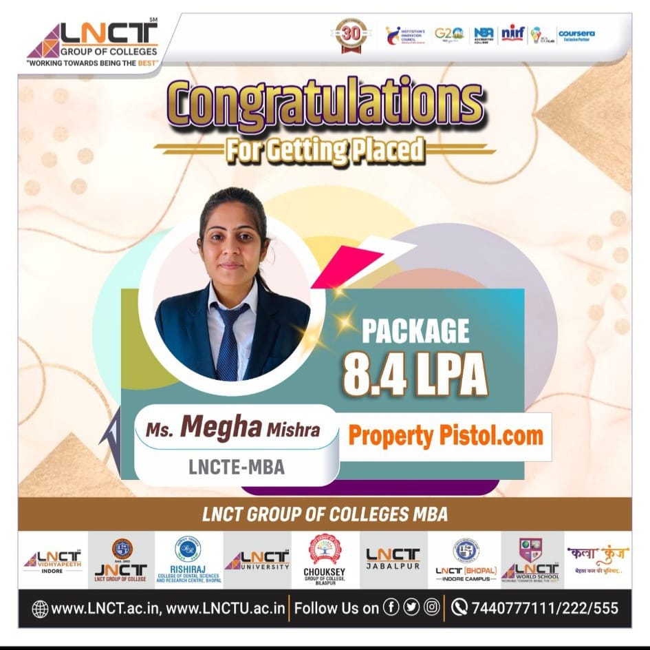 LNCT MBA Bhopal - Congratulations 👏🎉 Ms. Megha Mishra for... | Facebook