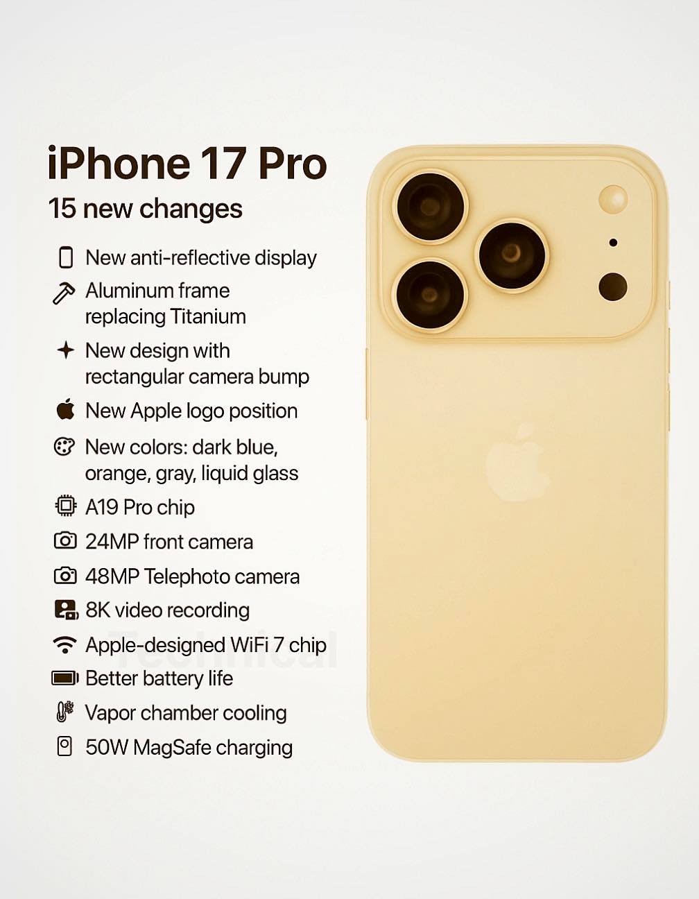 Technical - These are the 15 new changes coming to the iPhone 17 Pro🔥 ...