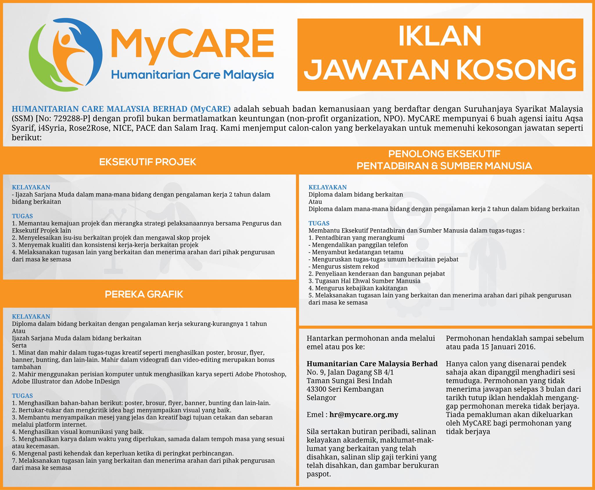 Mycare Kerja Kosong Di Mycare 1 Eksekutif Projek 2 Facebook