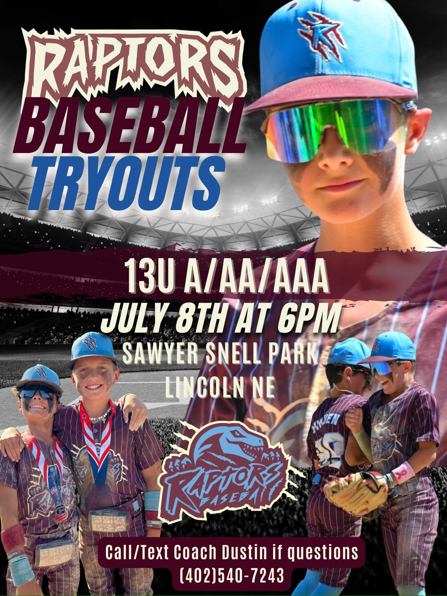 ‼️13U tryouts TODAY!‼️ 📍Sawyer... - Nebraska Raptors Baseball | Facebook
