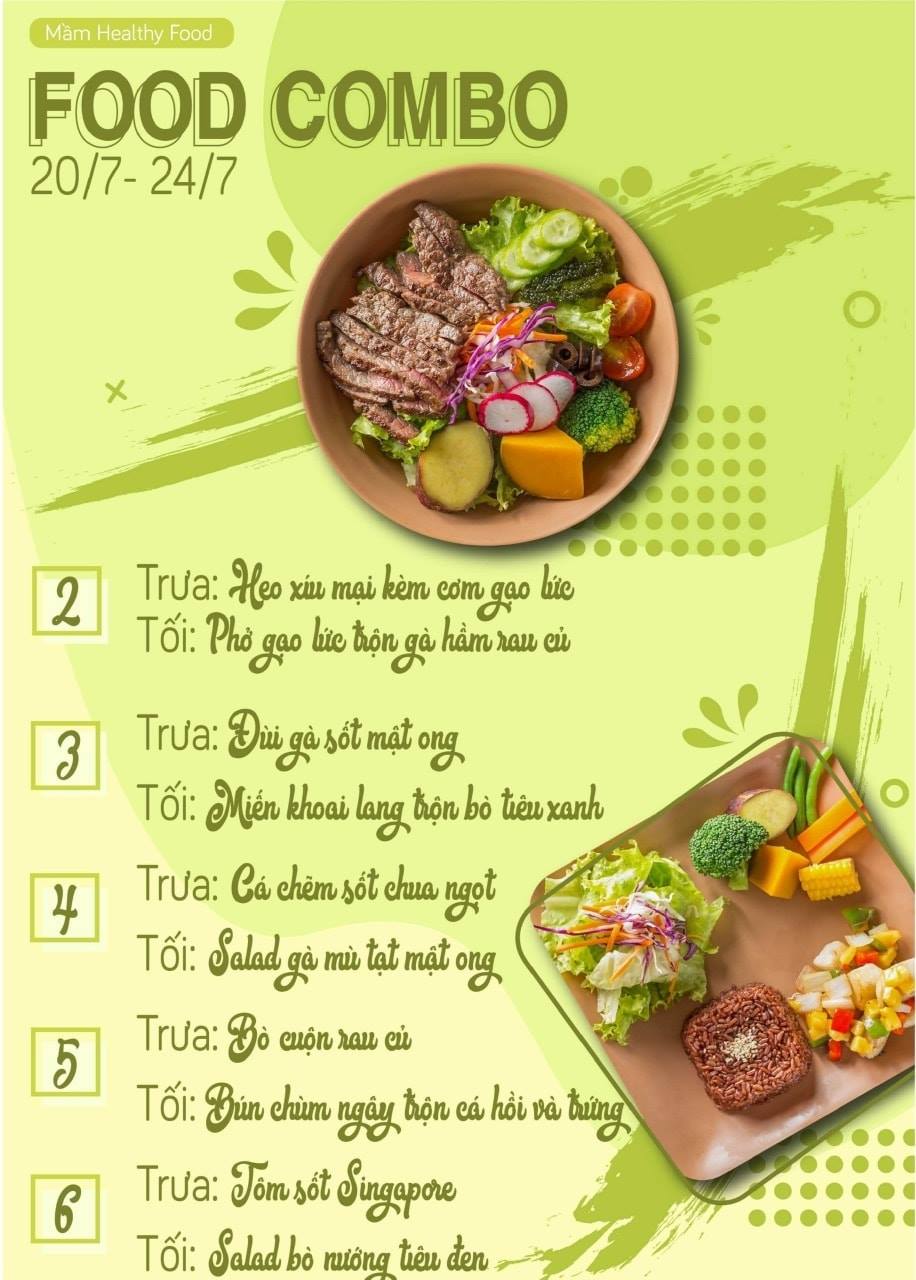 Menu Food Combo cho tuần từ 20/7-24/7... - Mầm - Healthy food | Facebook