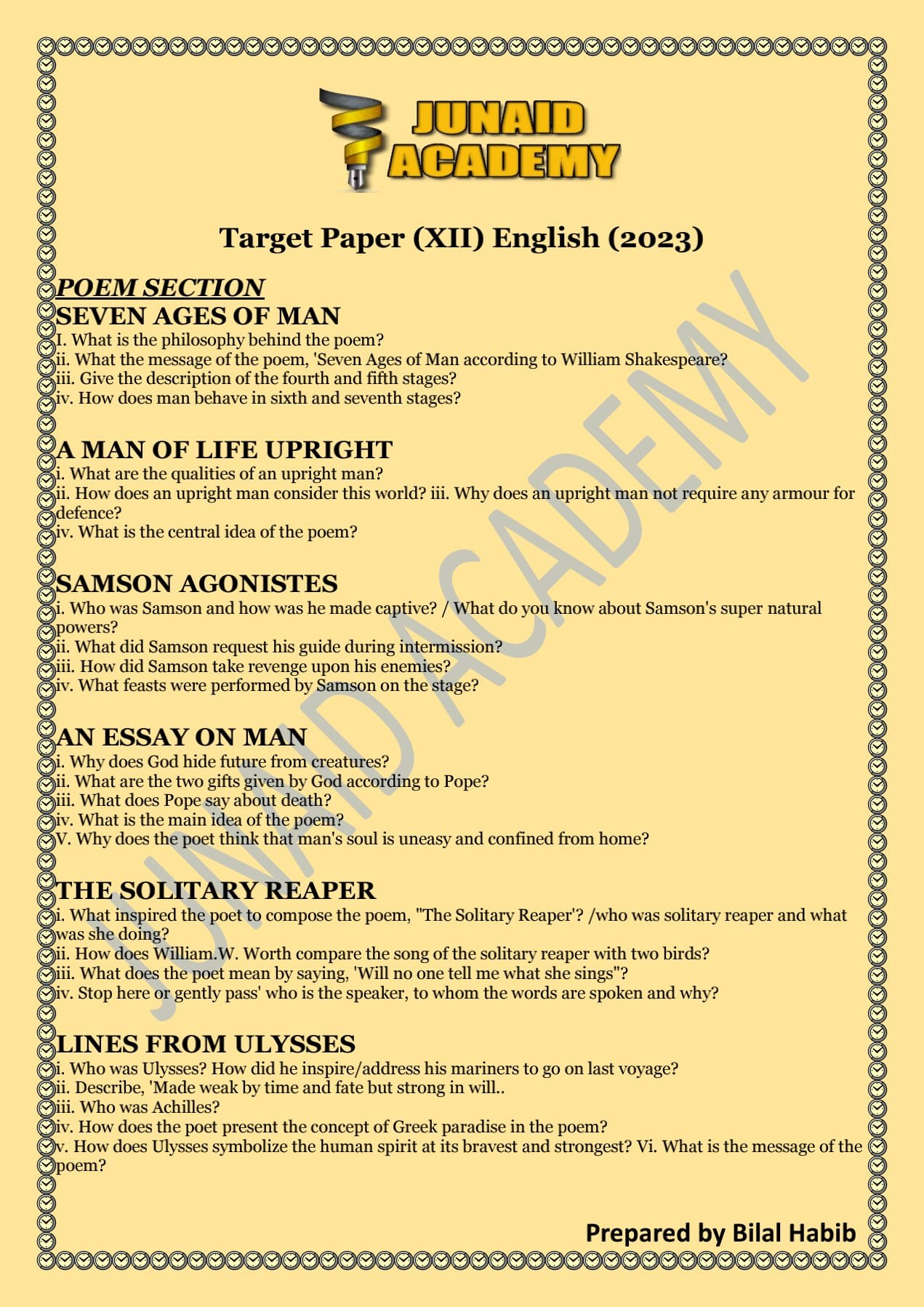 Junaid Academy - English Guess Paper Class XII In sha Allah 💓
