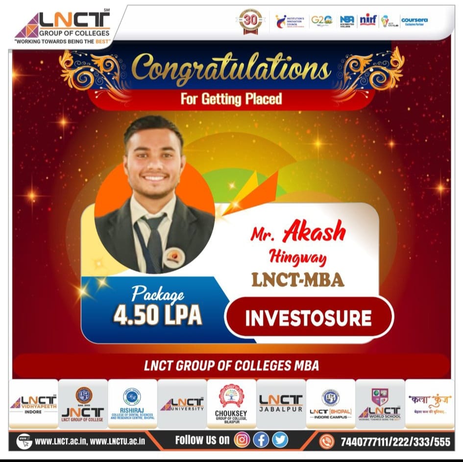 LNCT MBA Bhopal - Congratulations 👏🎉 Mr. Akash Hingwey for... | Facebook