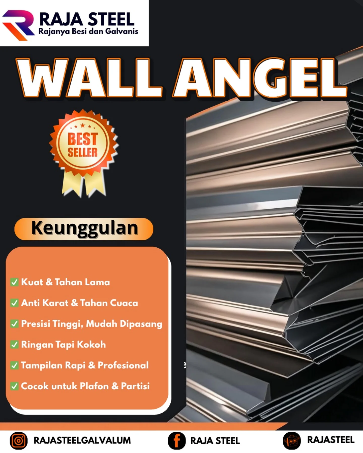 Raja Steel - 📣 WALL ANGEL TERBAIK UNTUK BANGUNAN RAPI &... | Facebook