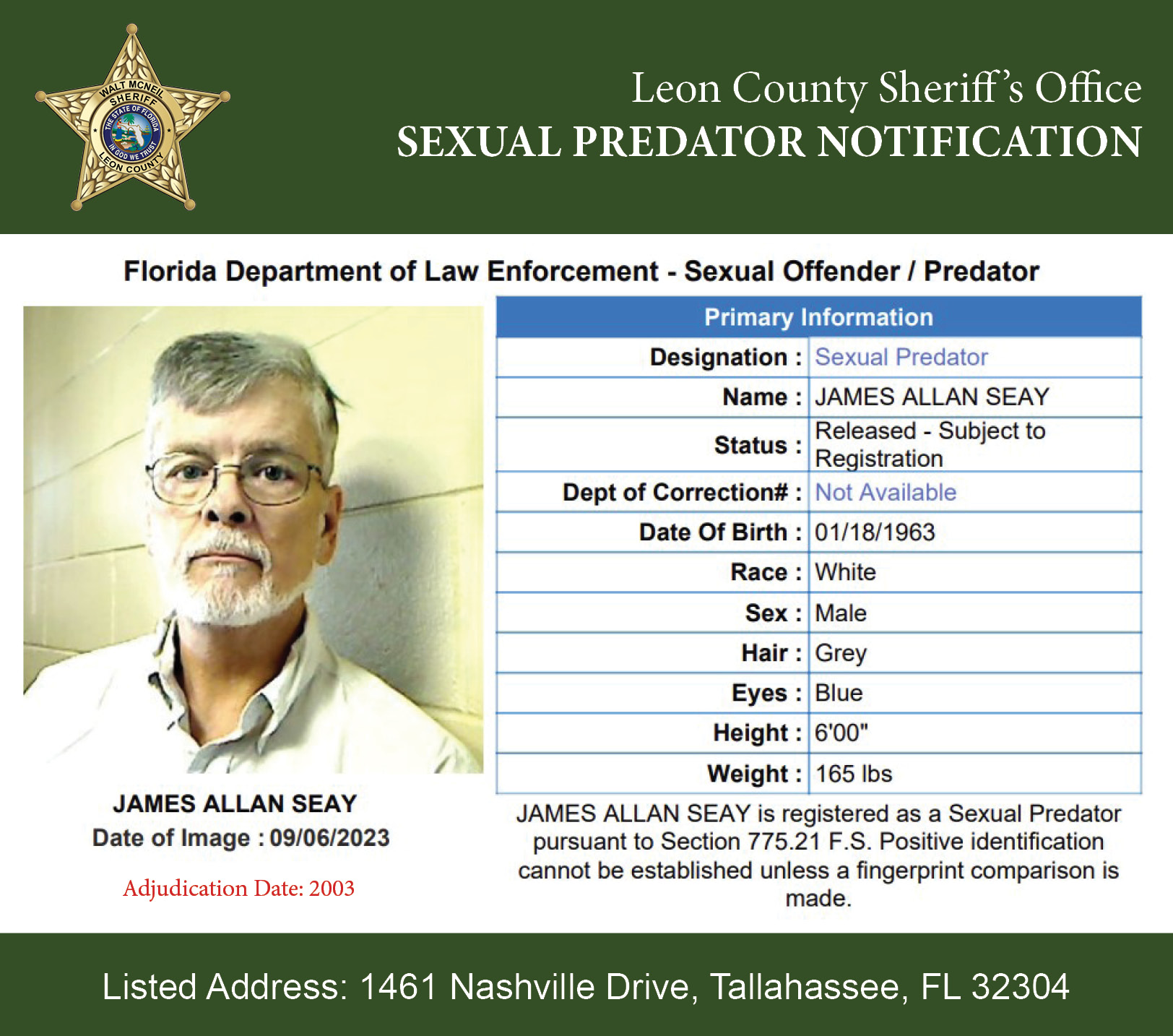 Leon County sexual predator alert: James Maxwell Bryant