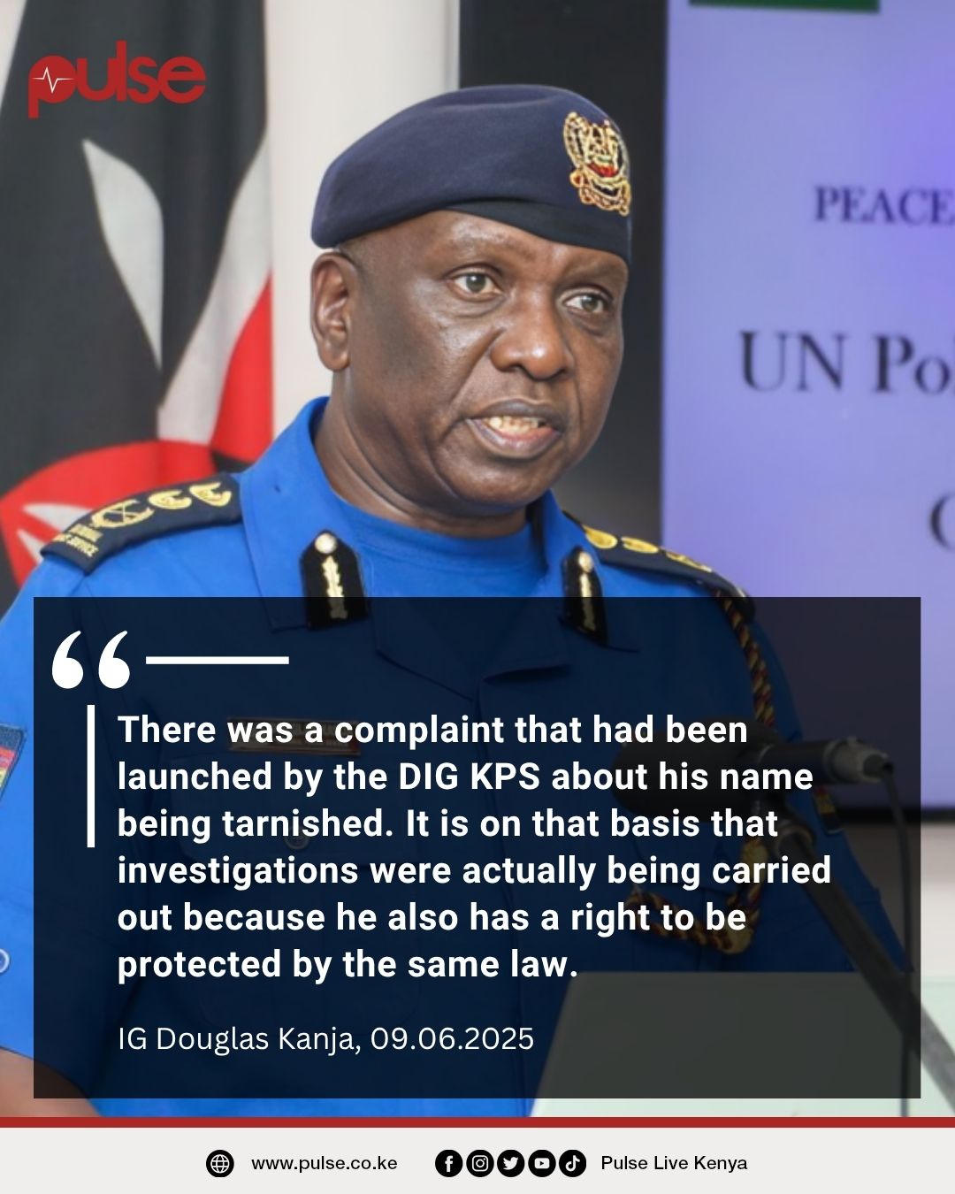 Pulse - Inspector General of Police (IG) Douglas Kanja revealed that ...