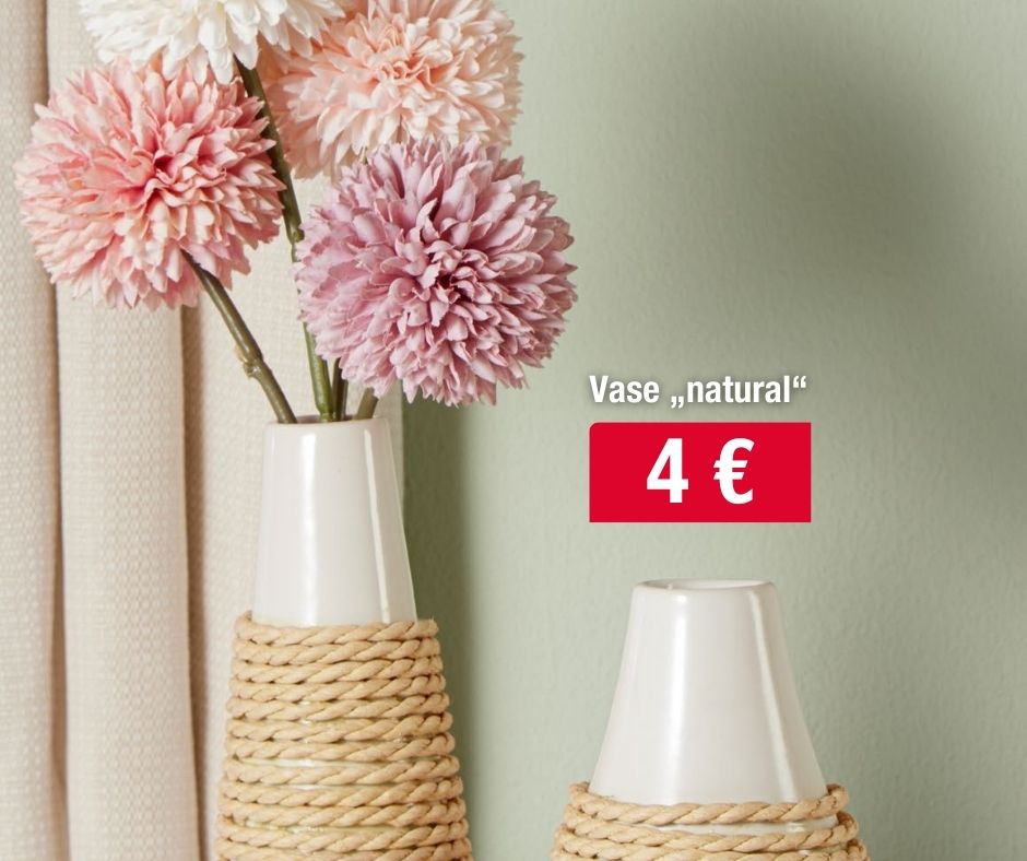 Unsere Vase in verschiedenen Größen ist nicht nur ein praktisches Gefäß für Blumen, sondern auch ein schönes Deko-Element für dein Zuhause. Das natürliche Design der Vase passt perfekt zu einem rustikalen oder