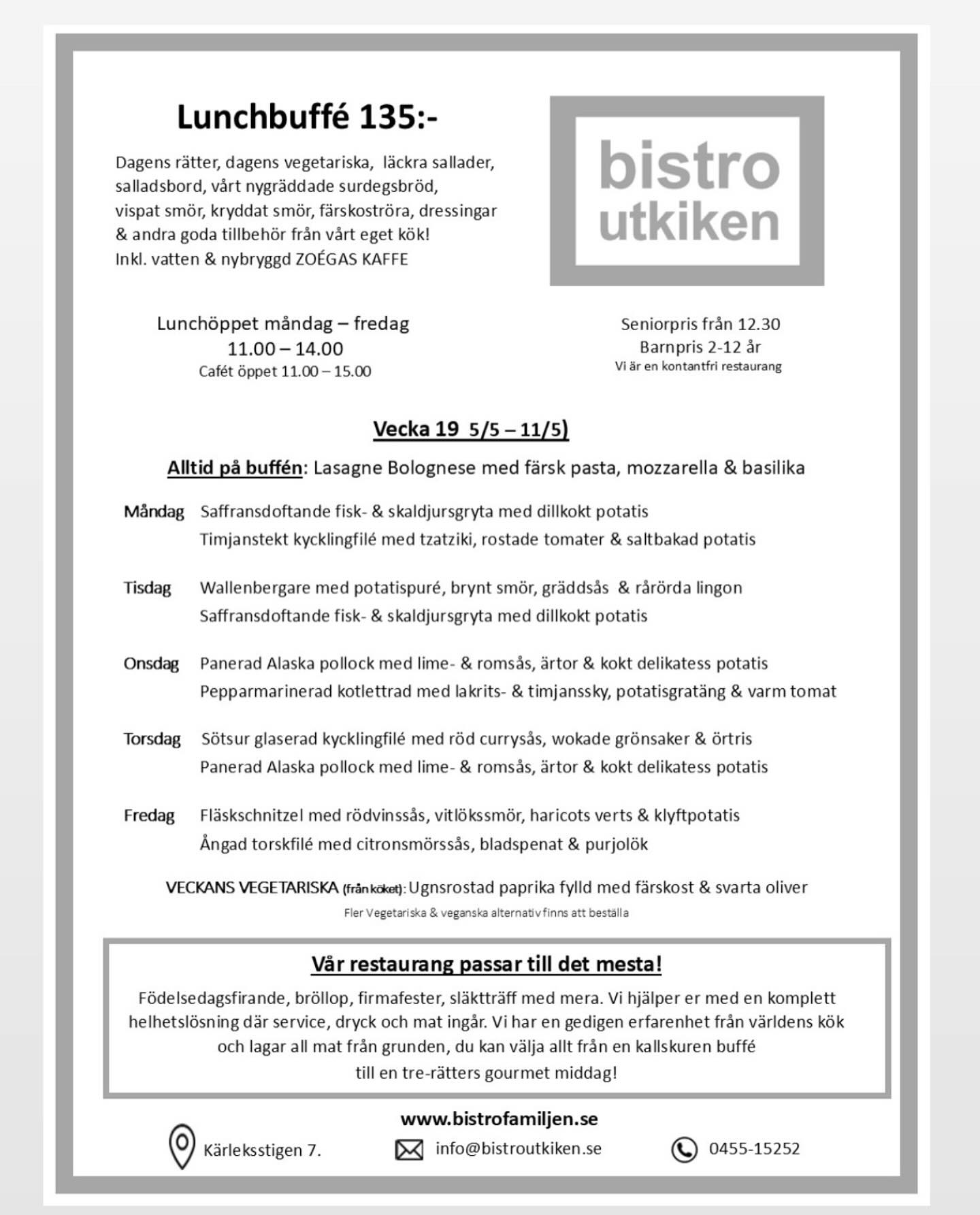Bistro - 🍖LUNCHBUFFÉ v19 @bistroutkiken 🔭🥖🫑 😋öppet måndag- fredag😋 ...