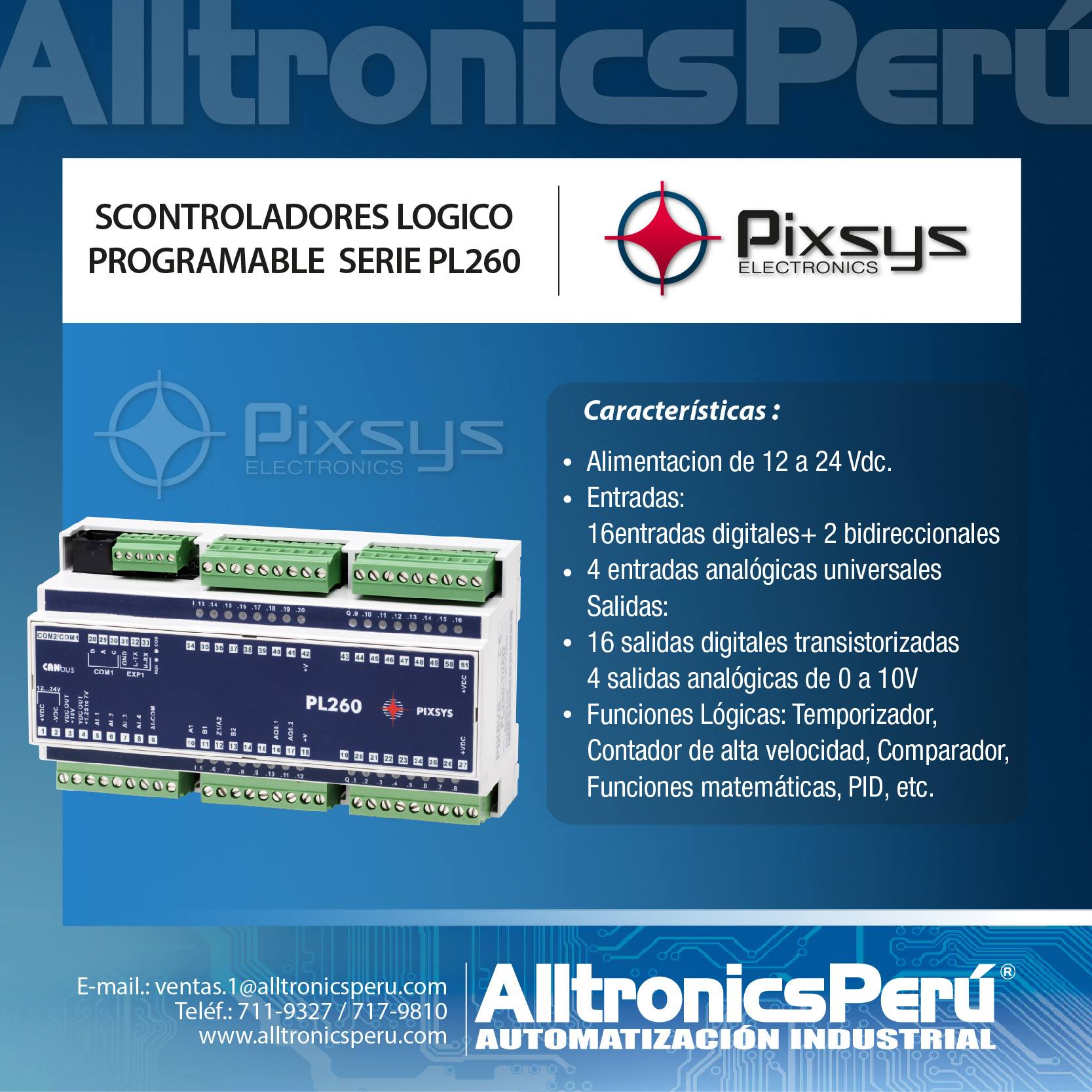 Alltronics - Controladores Lógico Programables Serie PL260. PIXSYS, nos ...