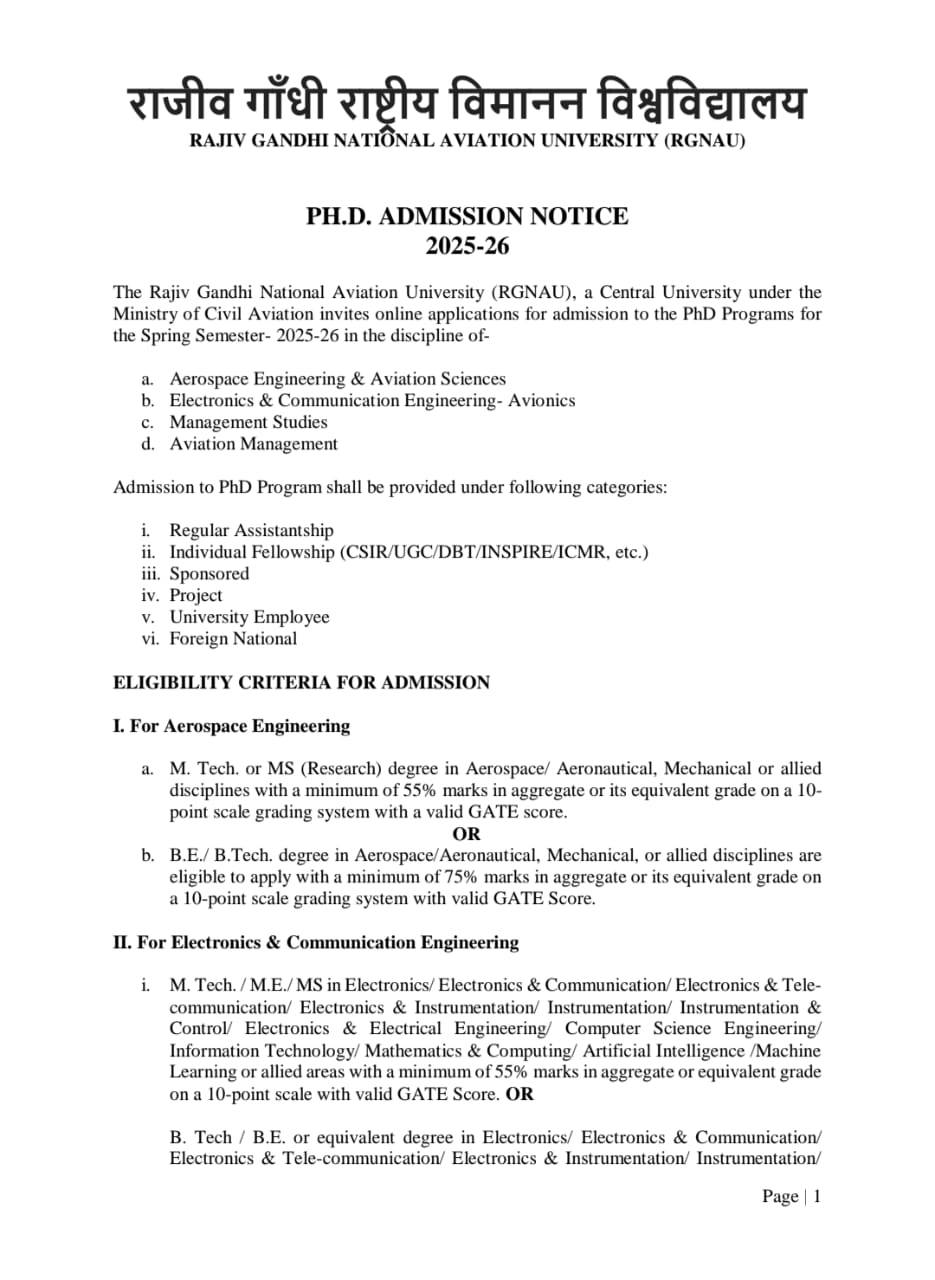 Physics Scope - Rajiv Gandhi National Aviation University (RGNAU) PhD ...
