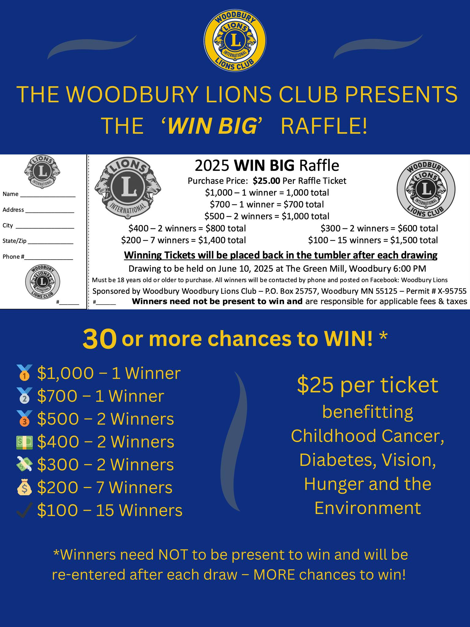 🎉 THE 'WIN BIG' RAFFLE IS FINALLY... - Woodbury Lions Club MN | Facebook