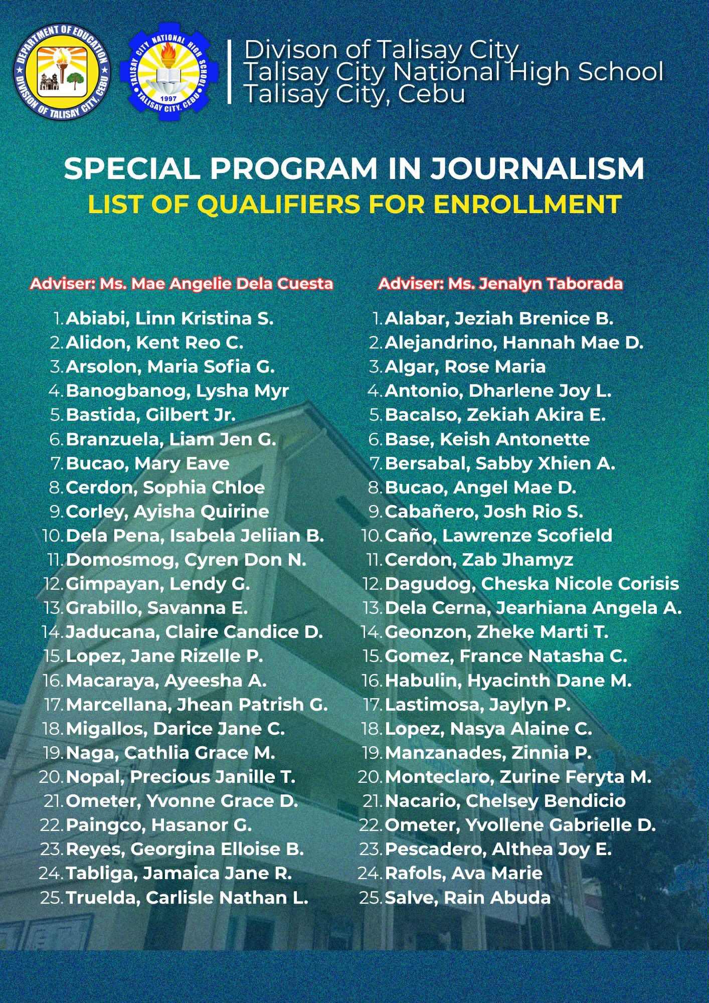 De - CONGRATULATIONS! We are pleased to announce that the list of ...