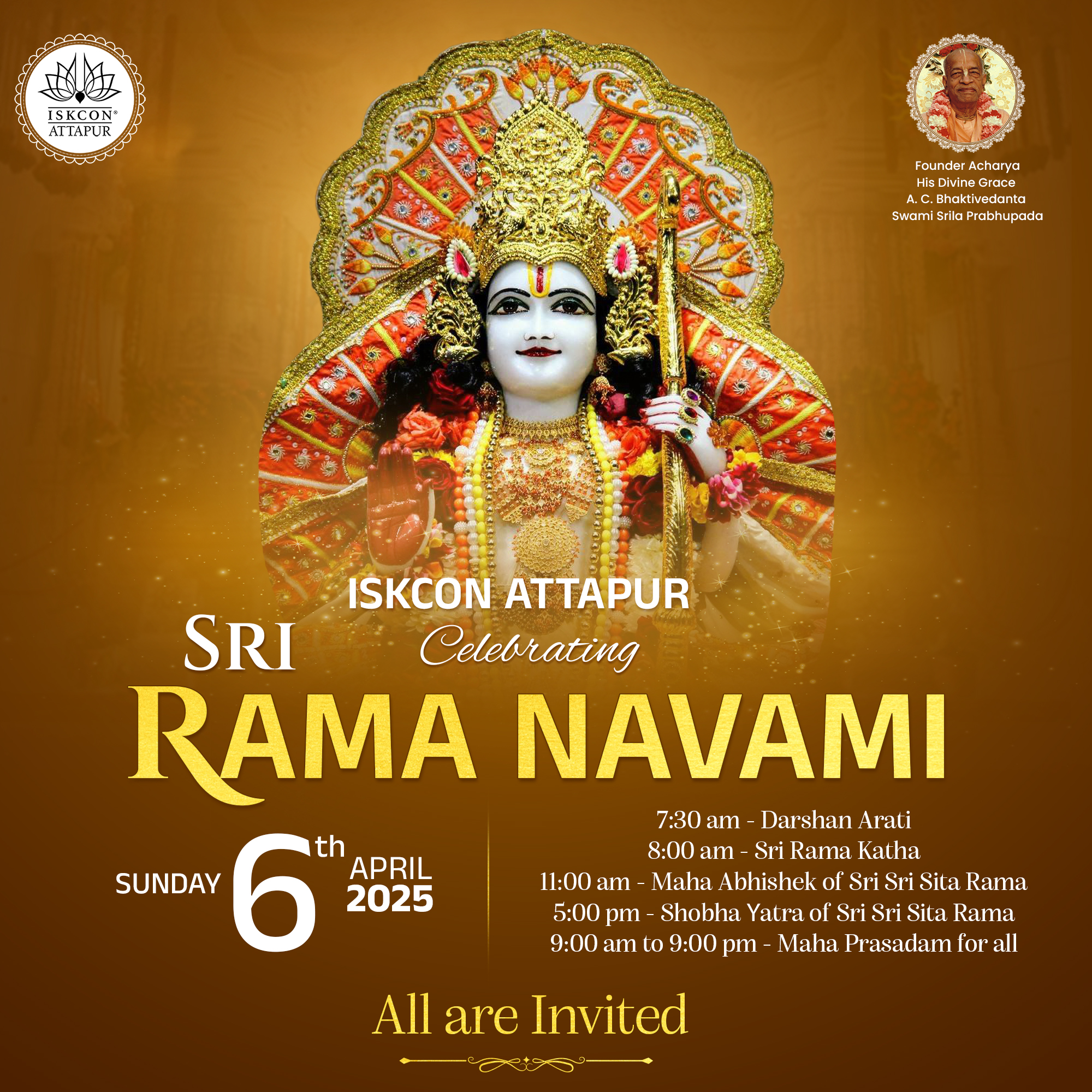 Iskcon - ISKCON Attapur invites you all for the Divine Celebrations of ...