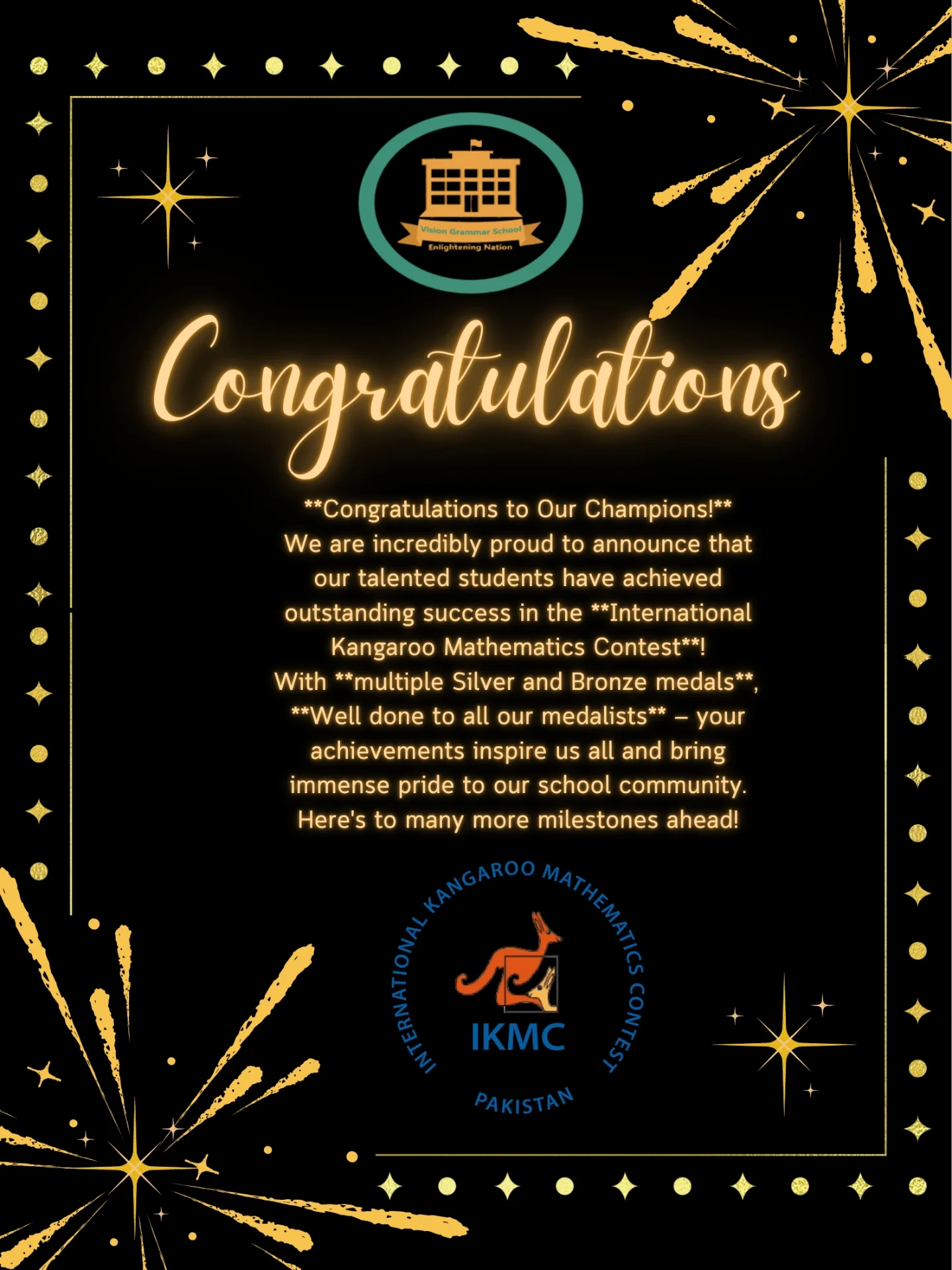 Congratulations 🎉👏 time for... - Vision Grammar School | Facebook