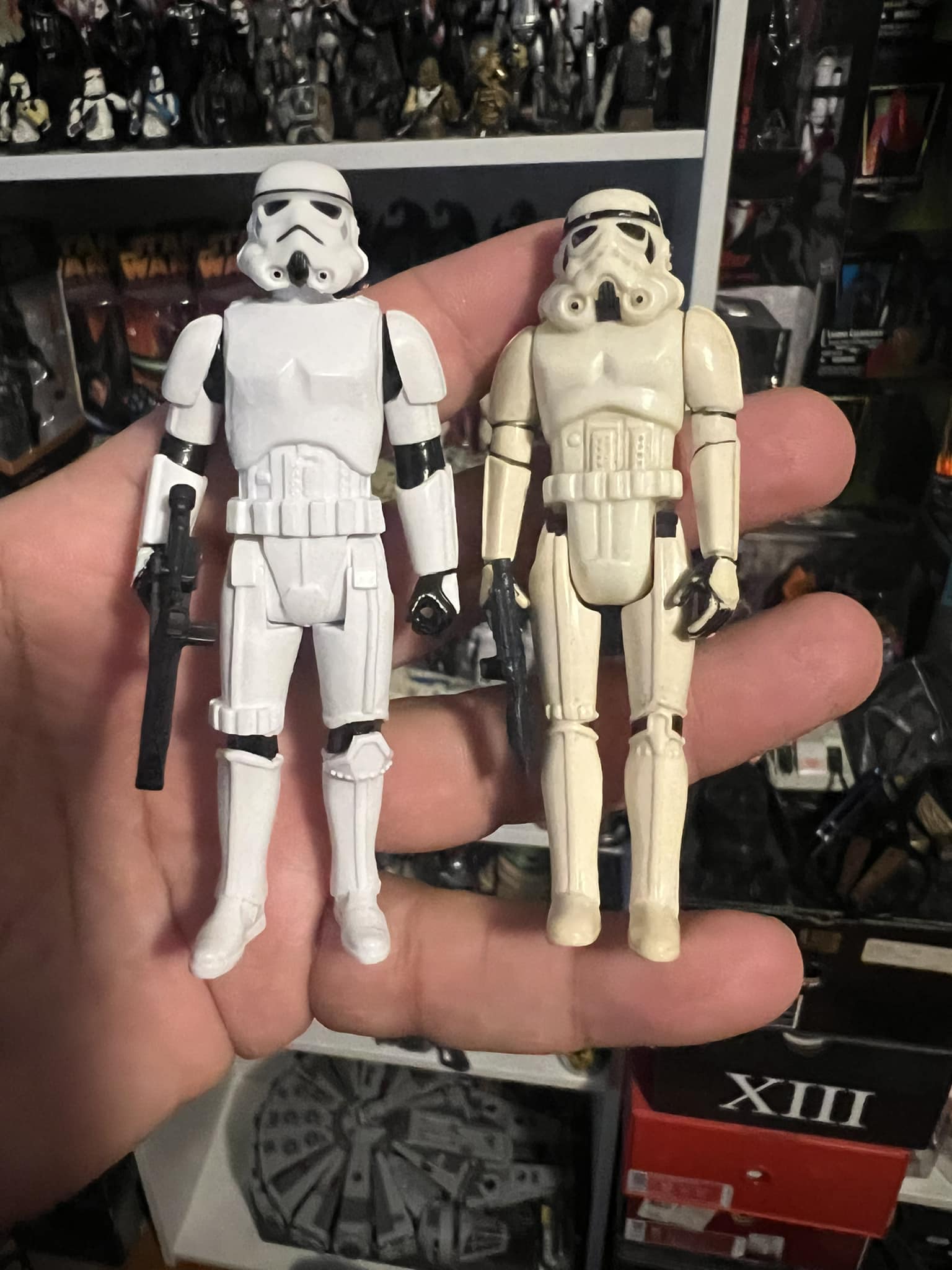 Vintage Kenner 1977 Imperial Stormtrooper figure holds childhood