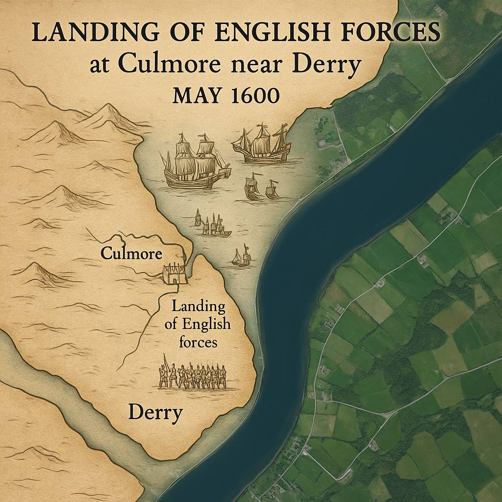 Foyle - Map showing the place of landing of Docwra's forces in April ...
