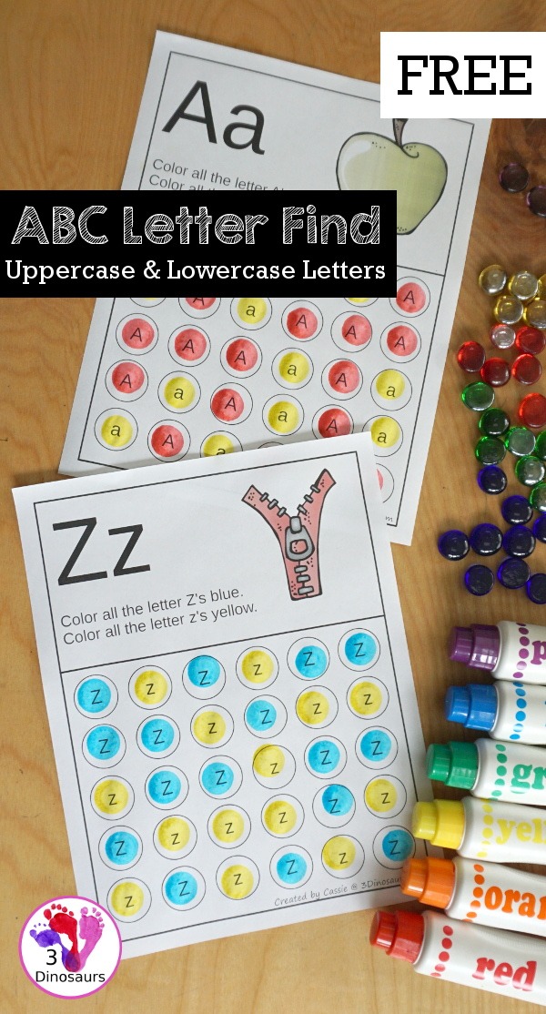 3 Dinosaurs - Free ABC Letter Find Uppercase & Lowercase I... | Facebook