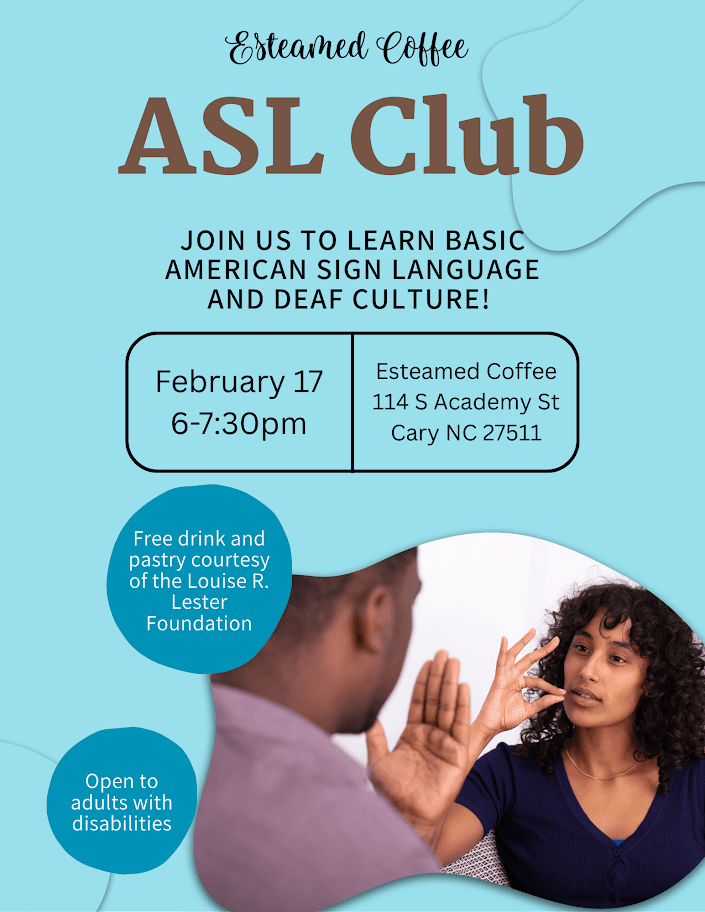Free ASL Club Event for Adults with Disabilities