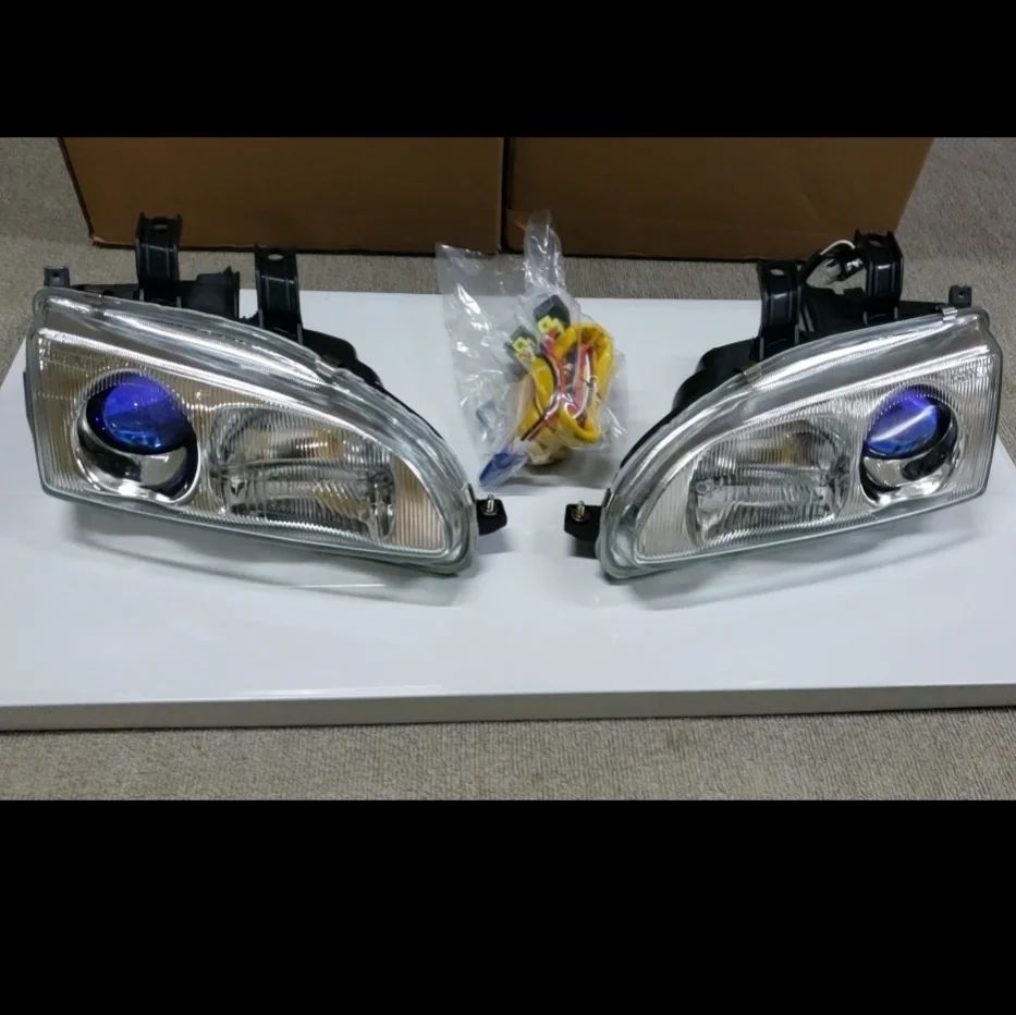 92-95 Honda Civic Coupe/Hatchback Headlights - Chrome Housing Amber Co - CA Auto Parts