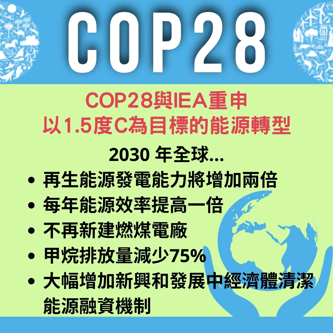 氣候變遷ing - #cop28訊息傳送門 COP28 和國際能源機構重申以 1.5°C 為目標的能源轉型 ...