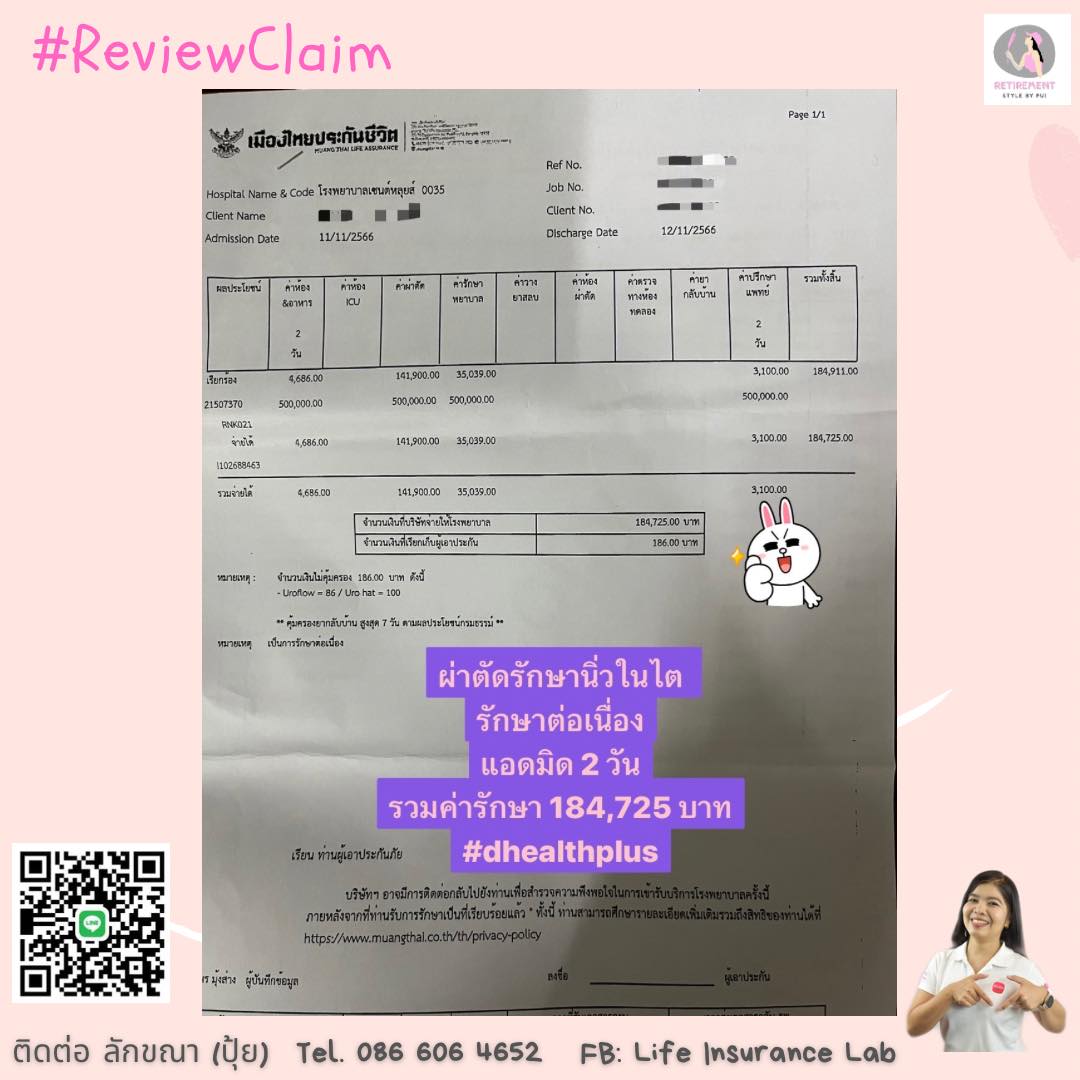 #ReviewClaim การรักษาผ่าตัด นิ่วในไต... - Life Insurance Lab | Facebook