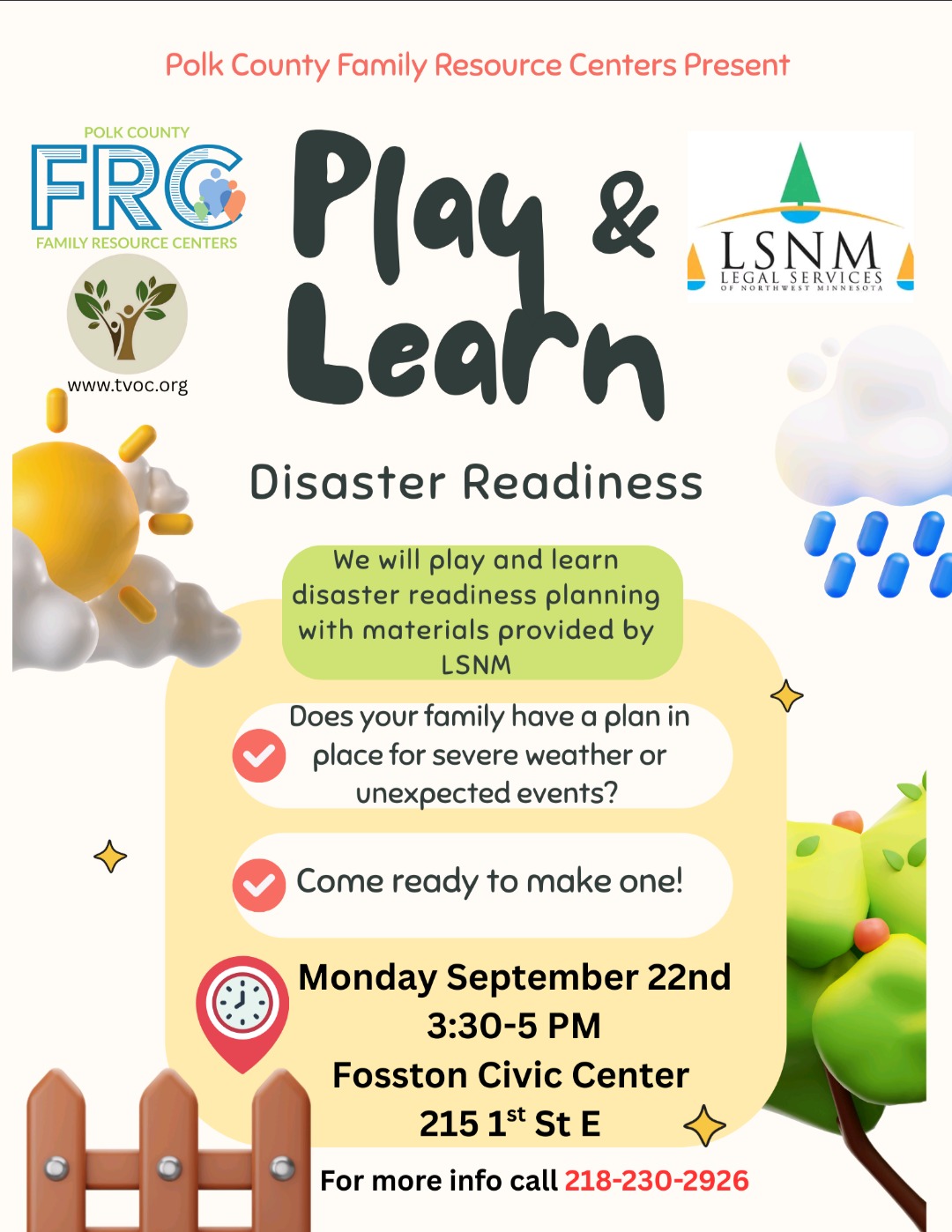 Polk - ***East Grand Forks*** 🌪️☀️🌧️ Play & Learn: Disaster Readiness ...