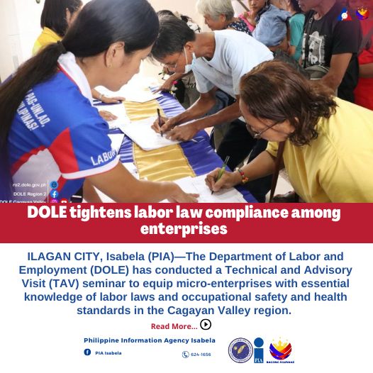 PIA - DOLE tightens labor law compliance among enterprises ILAGAN CITY ...